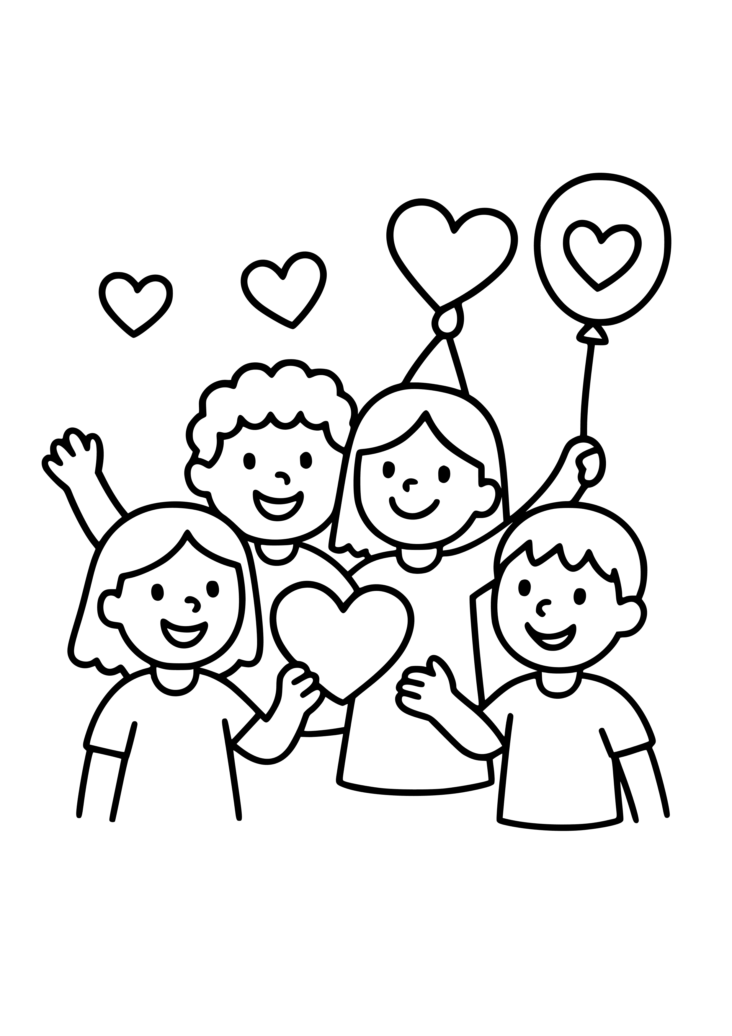 Group of Friends Celebrating Love Coloring Page