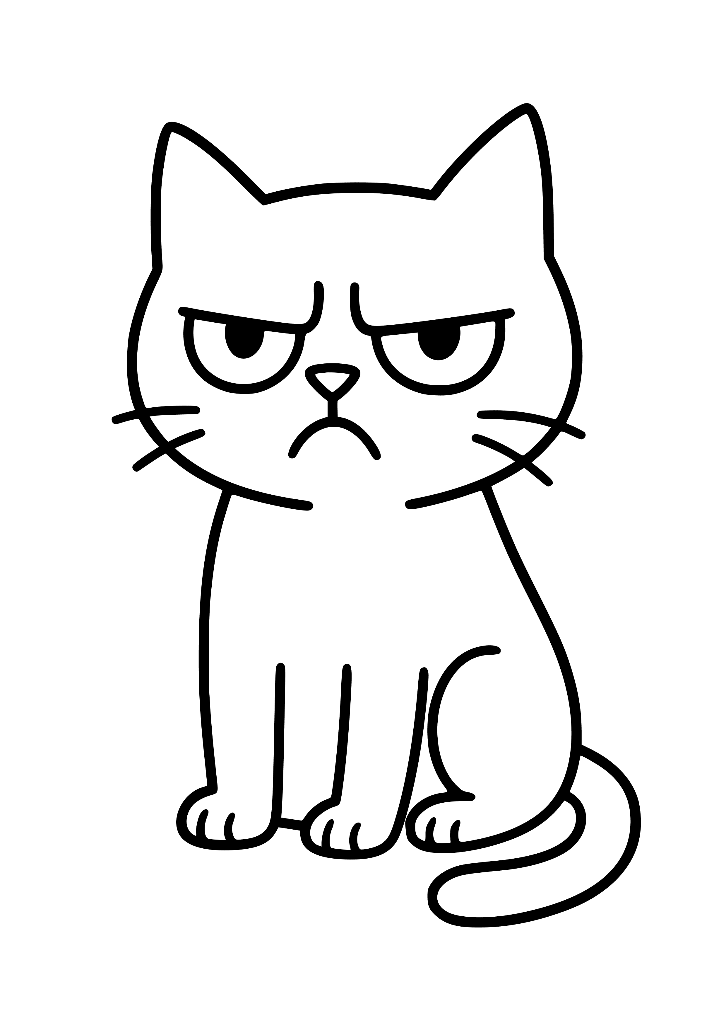 Grumpy Cat with a Stern Expression Coloring Page