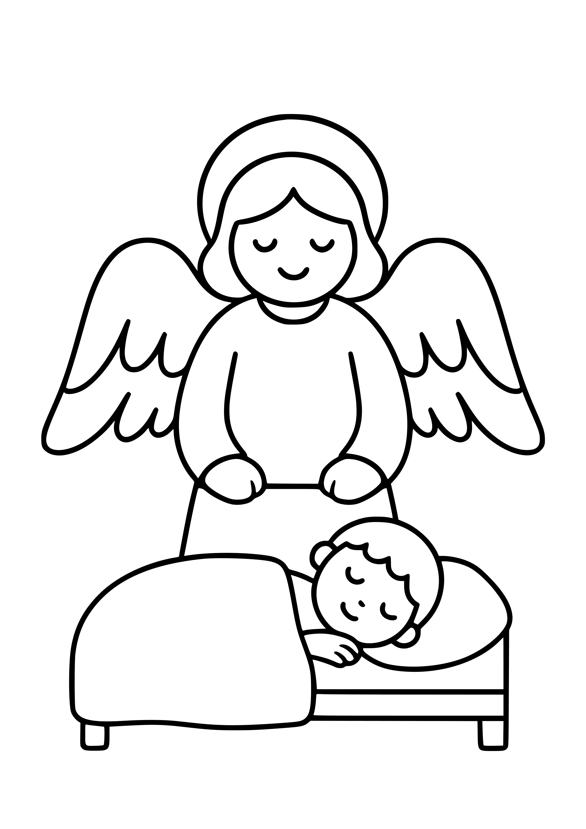 Guardian Angel Watching Over Coloring Page
