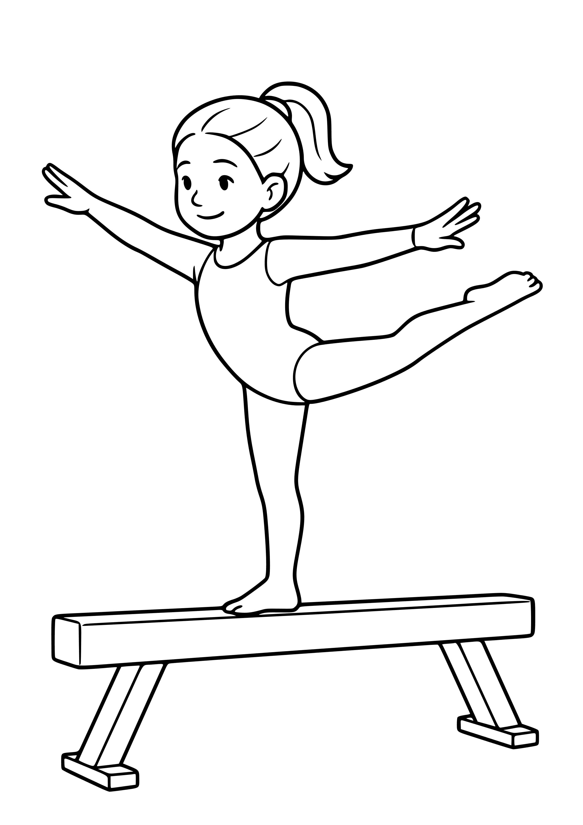 Gymnast on a Balance Beam Coloring Page