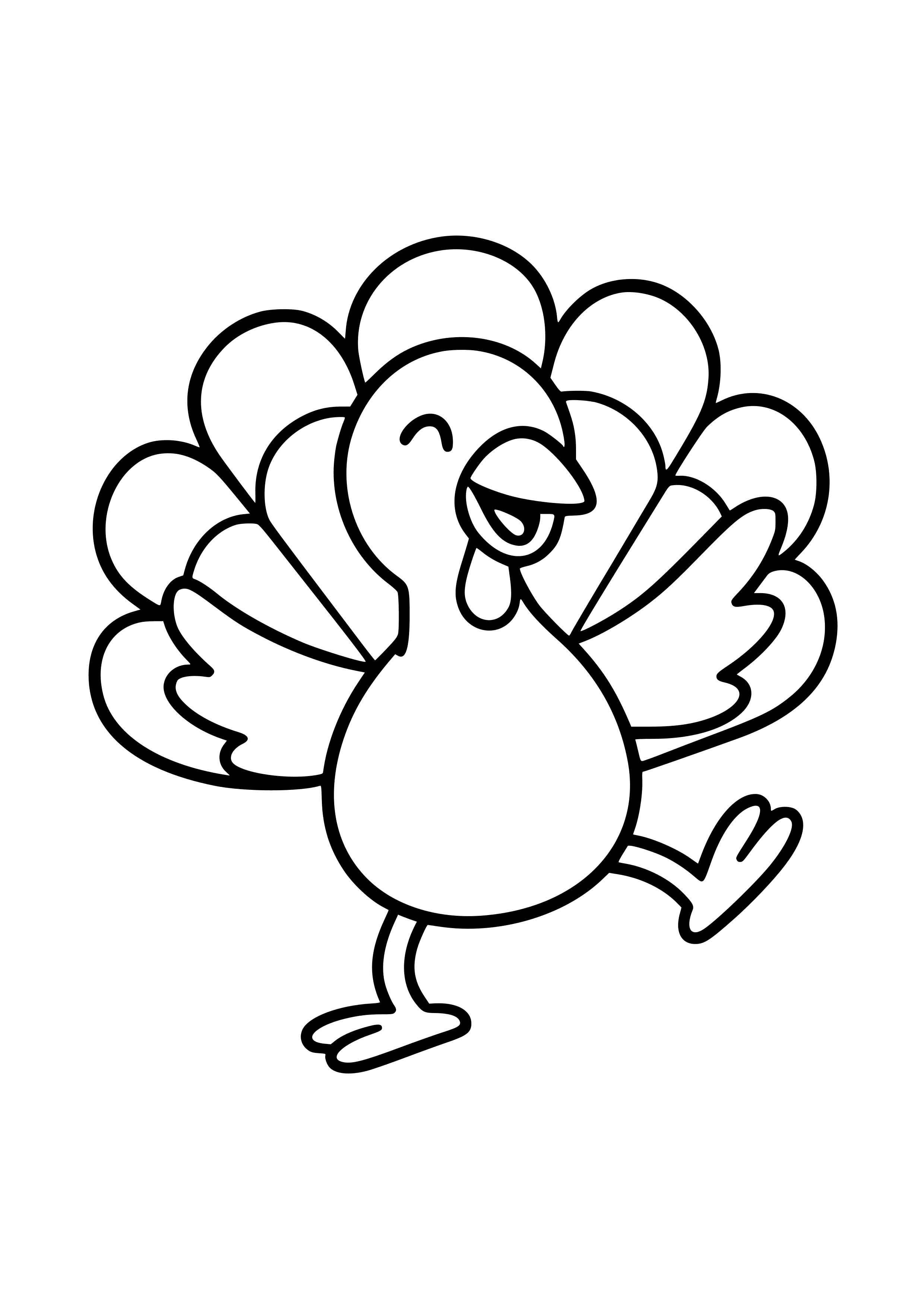Happy Turkey Dancing Coloring Page