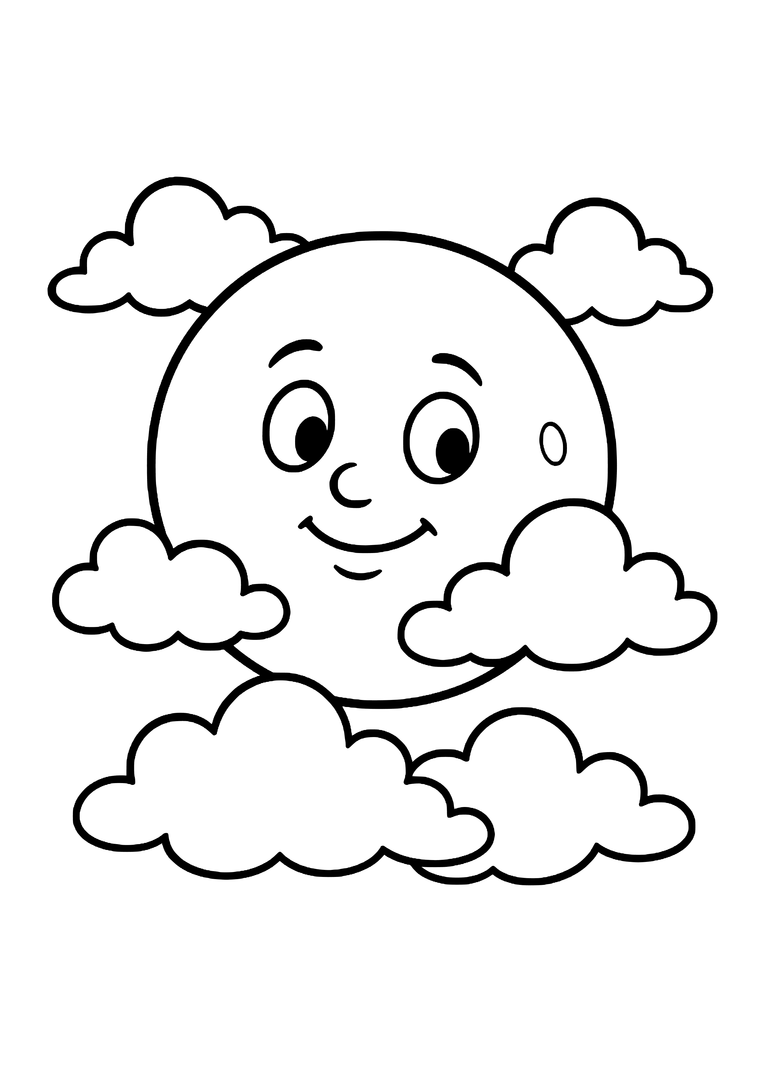 Haunting Moon Behind Clouds Coloring Page