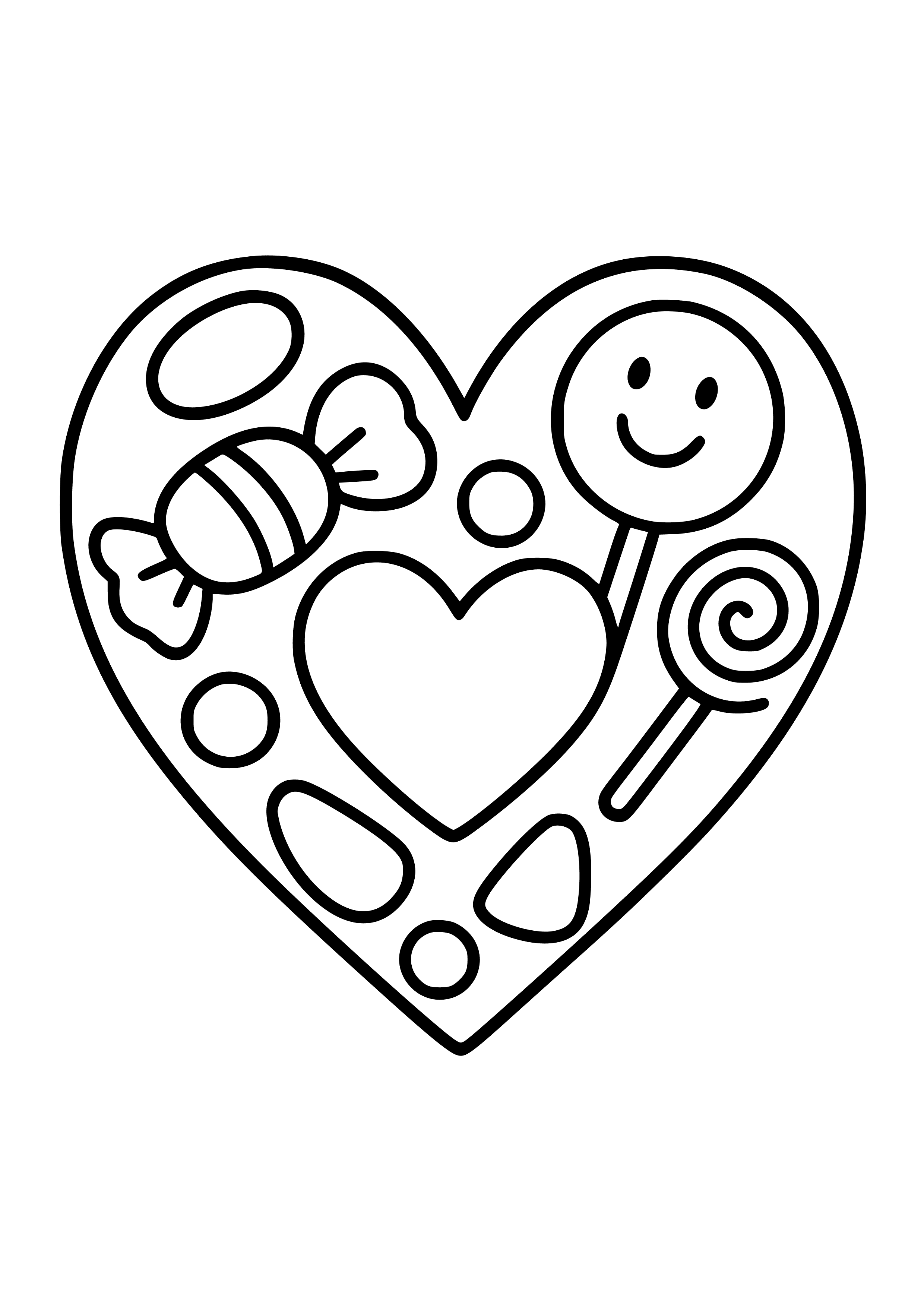 Heart Made of Candy Coloring Page