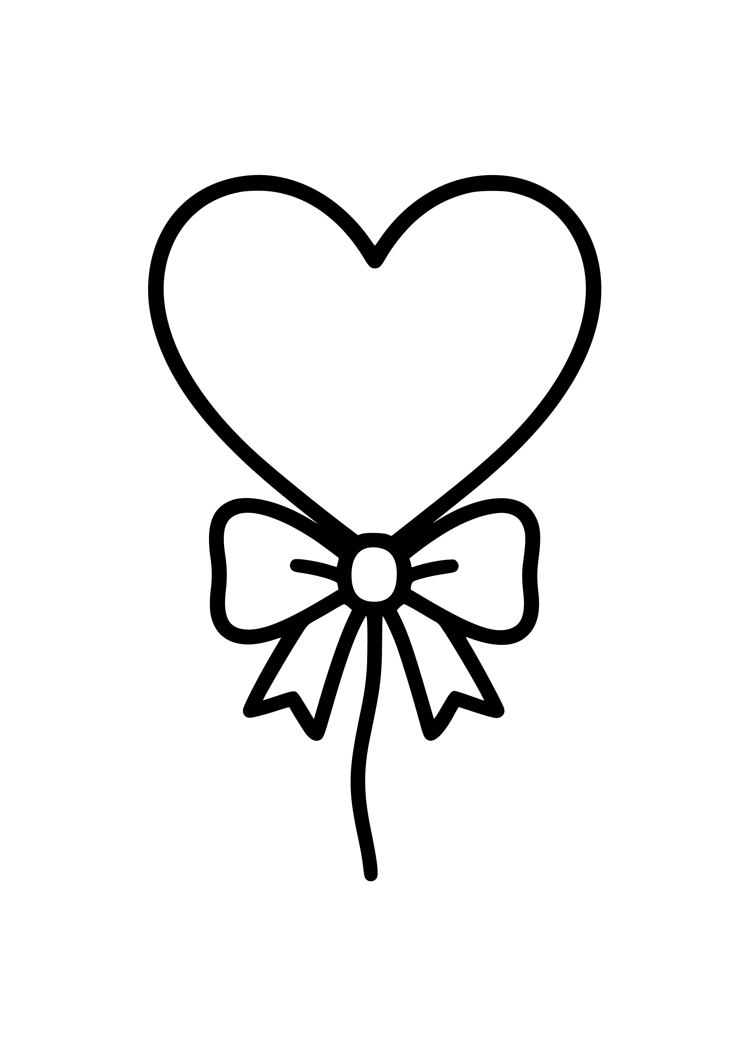 Heart-shaped Balloon with a Bow Coloring Page