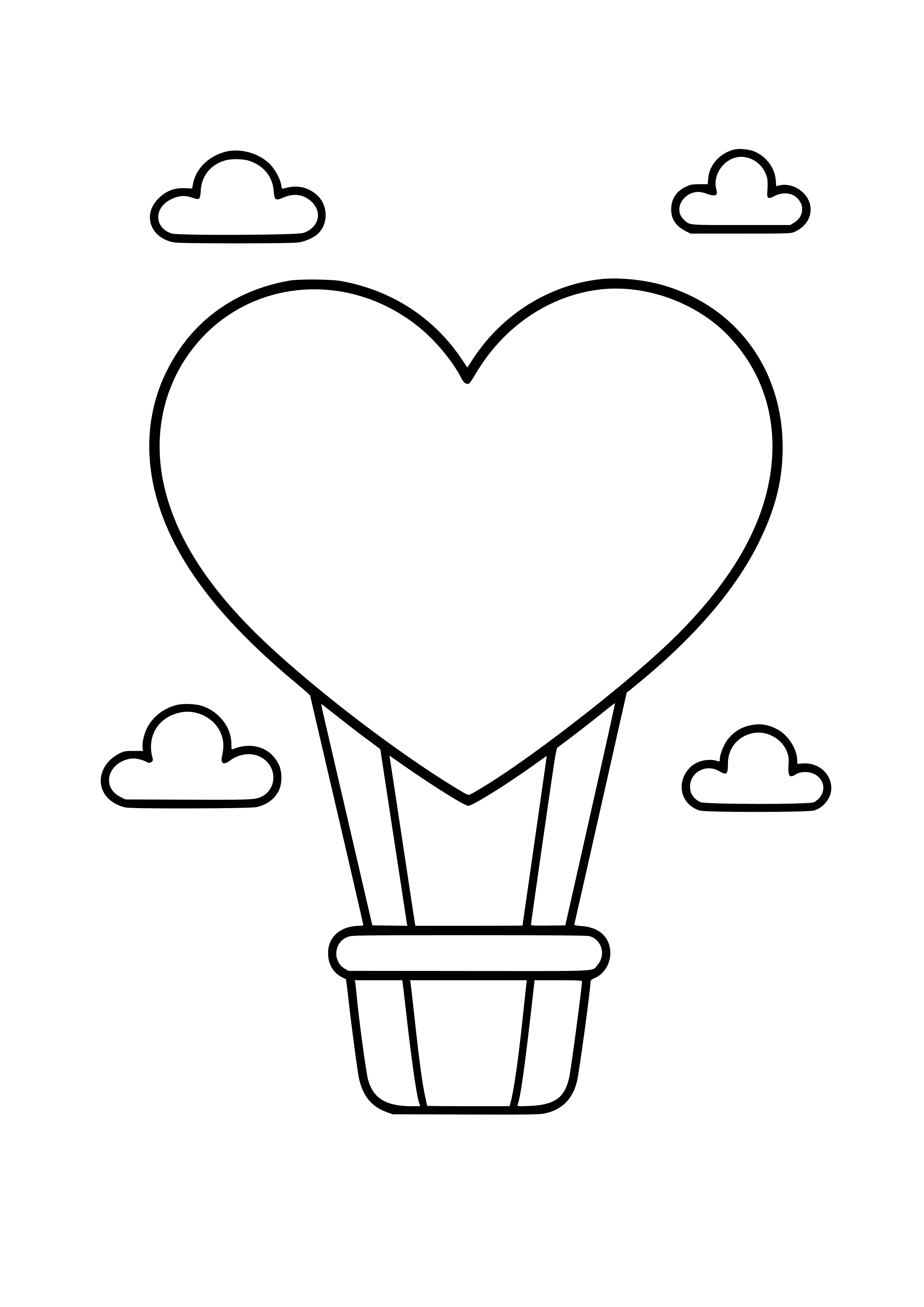 Heart-shaped Hot Air Balloon Coloring Page