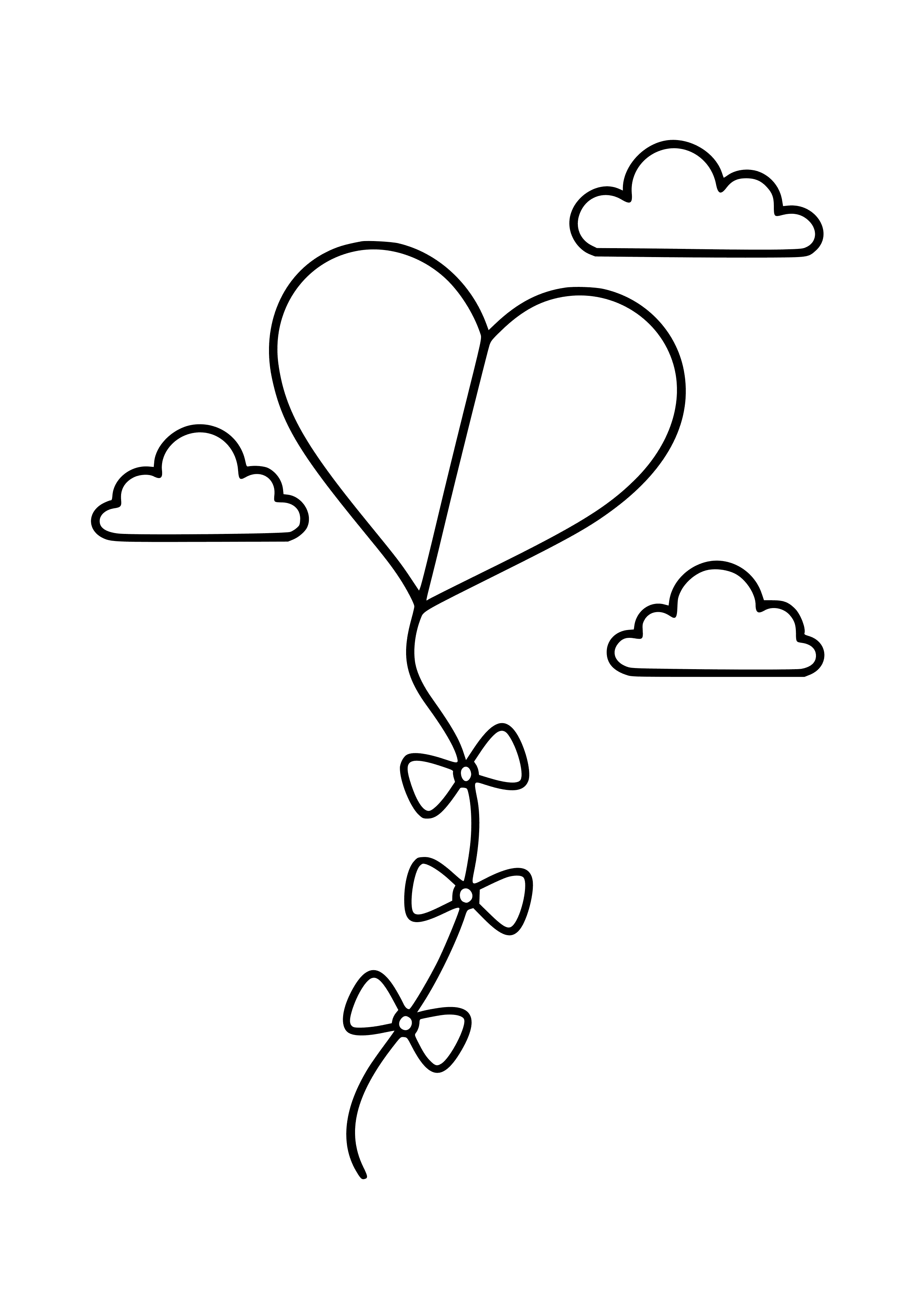 Heart-shaped Kite Flying High Coloring Page