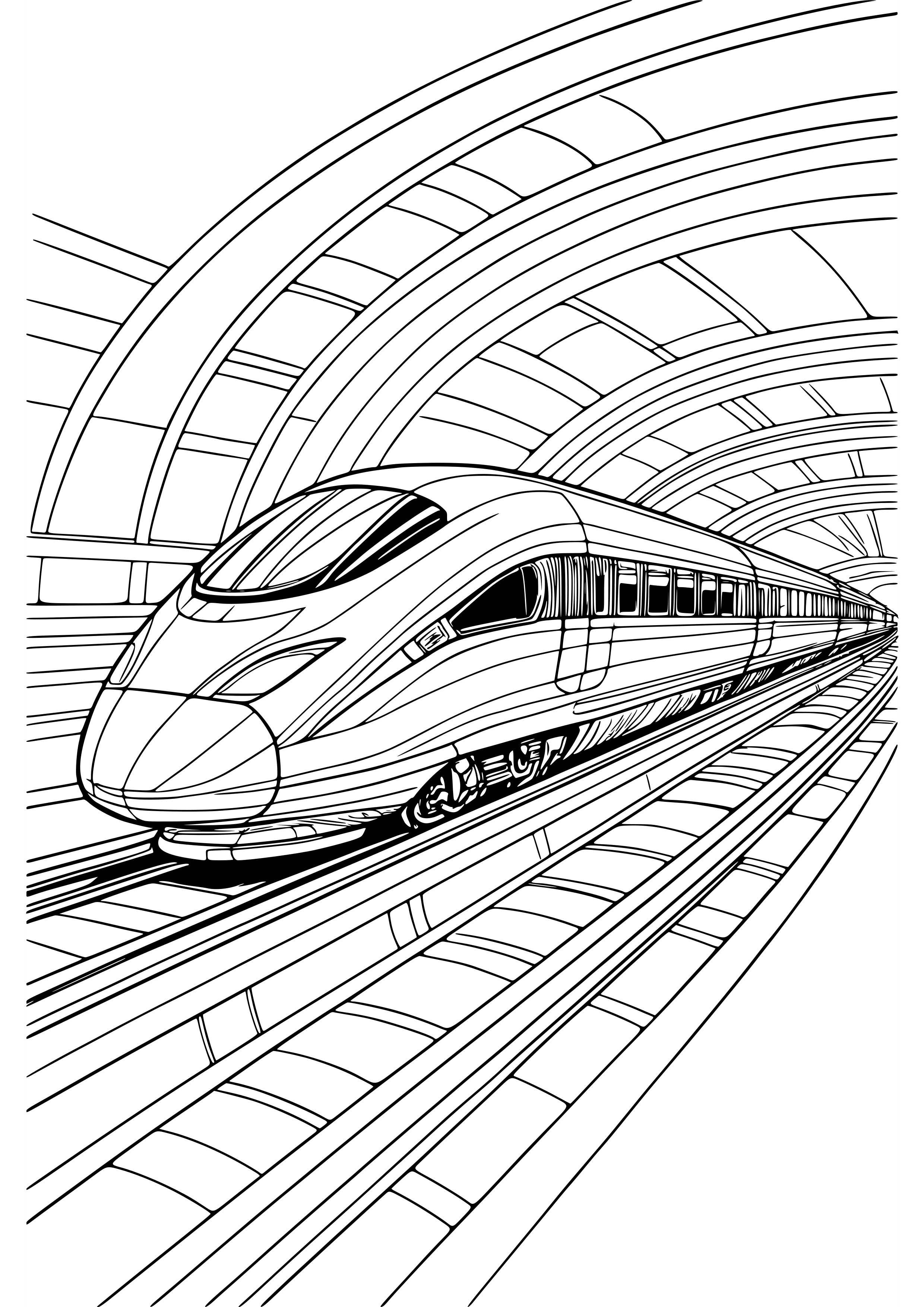High-speed Train on a Futuristic Track Coloring Page