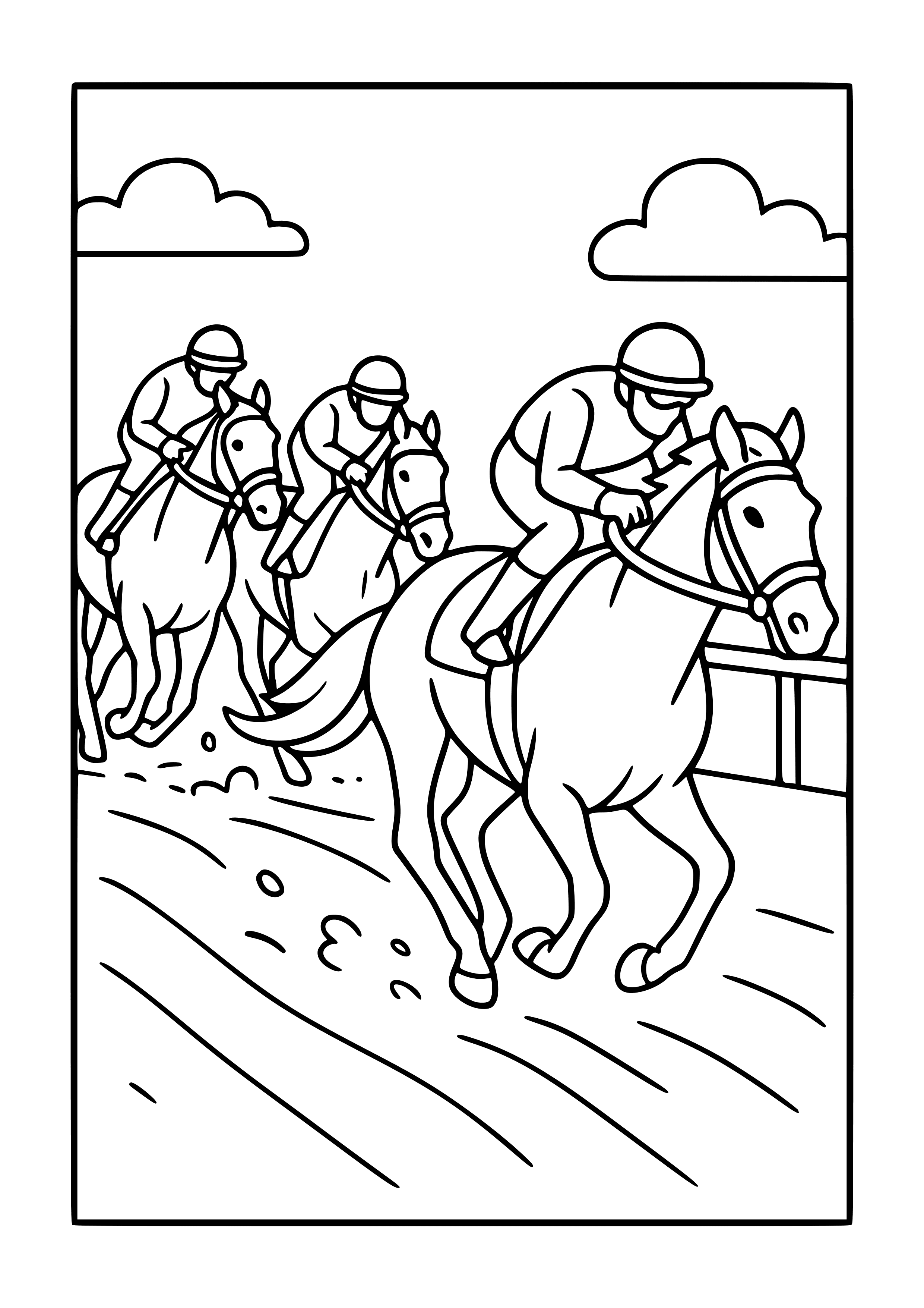 Horse Racing on a Dirt Track Coloring Page