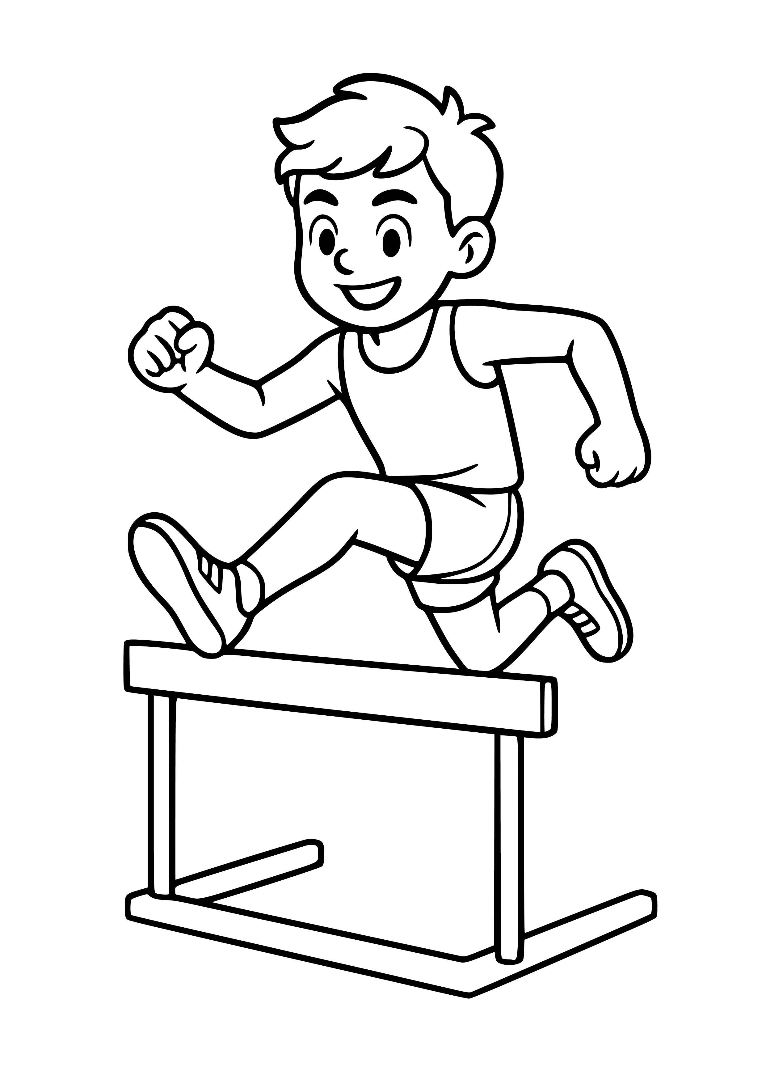 Hurdler Jumping Over Hurdles Coloring Page