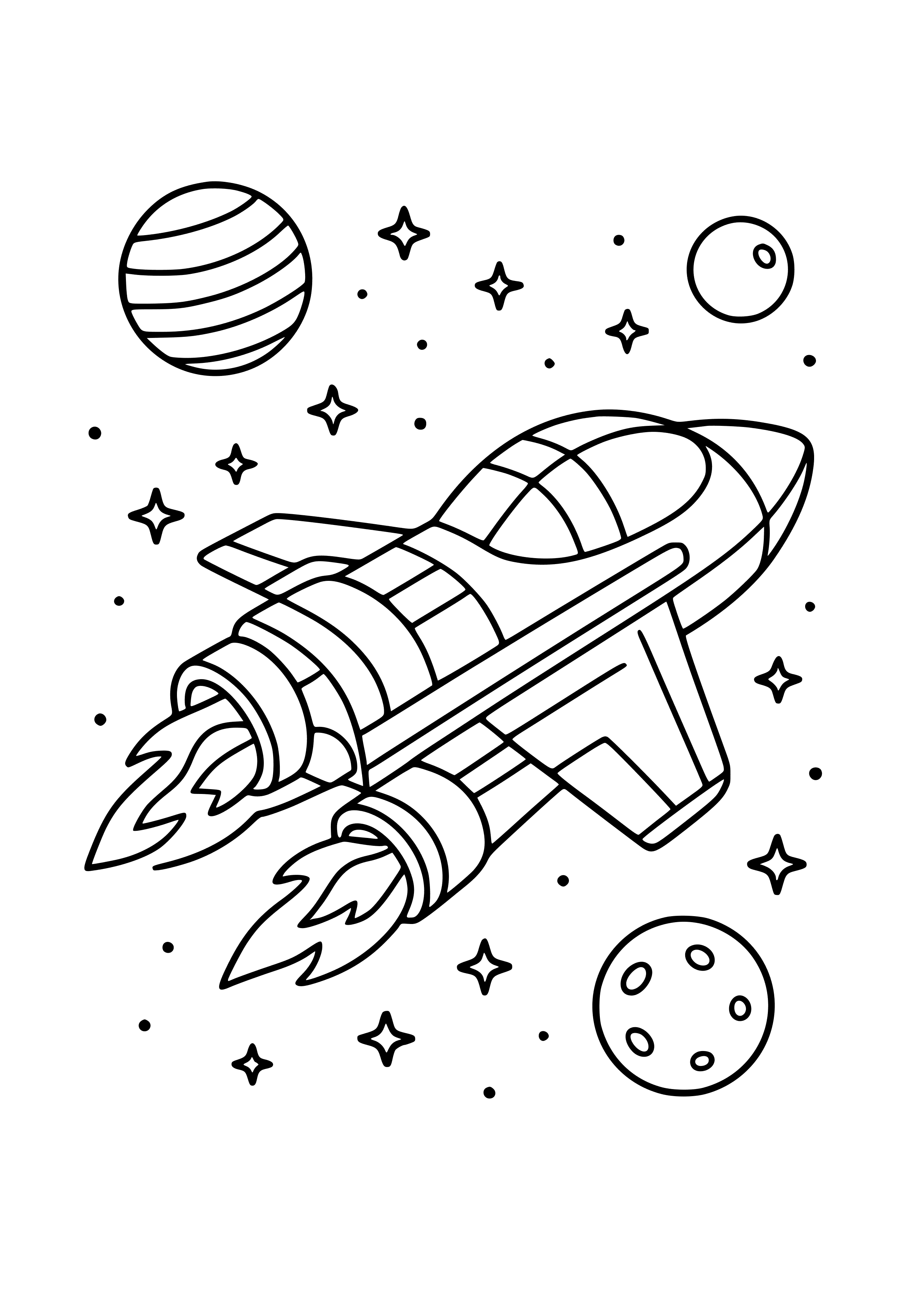 Interstellar Spaceship Traveling Coloring Page