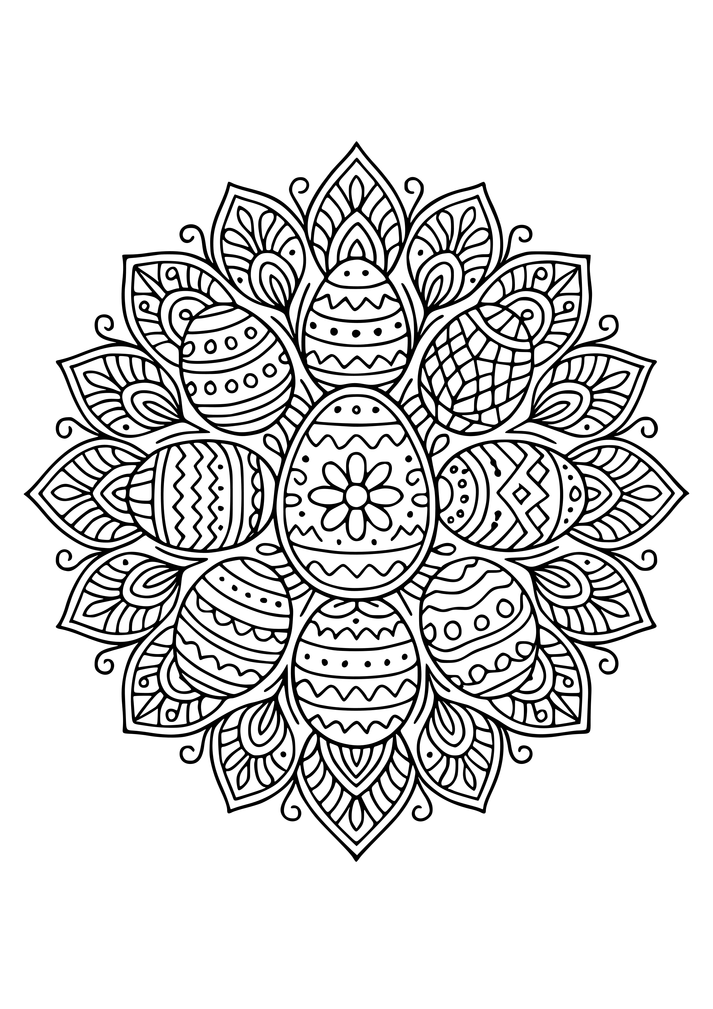 Intricate Mandala Made of Eggs Coloring Page