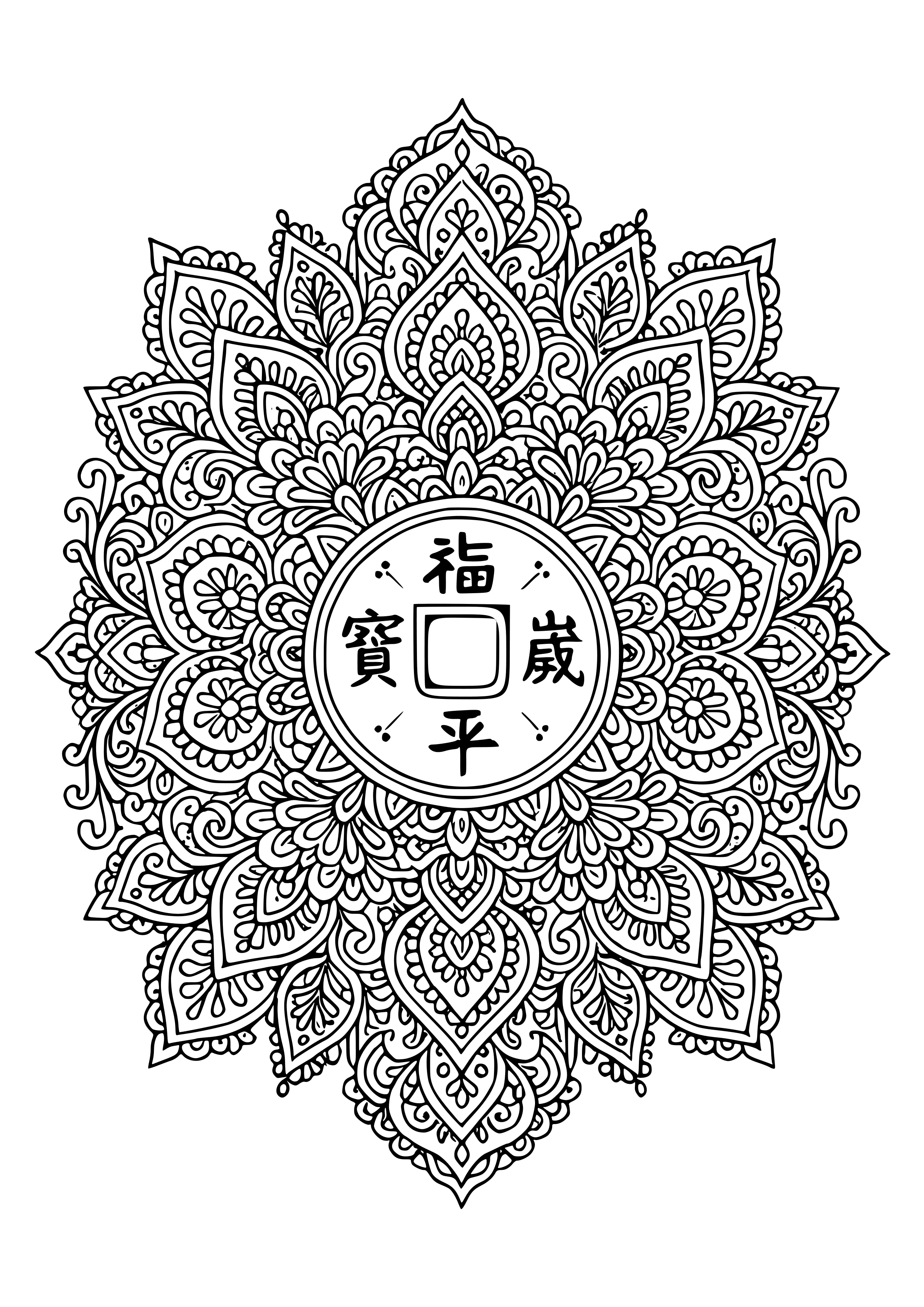 Intricate Mandalas for Good Fortune Coloring Page