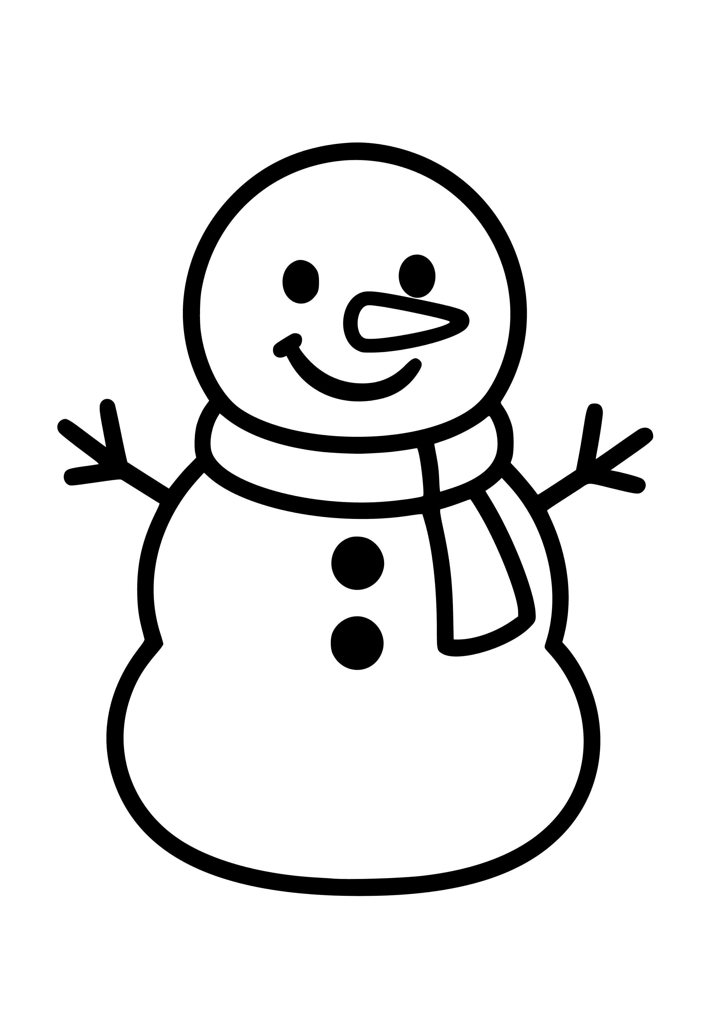 Jolly Snowman Wearing a Scarf Coloring Page