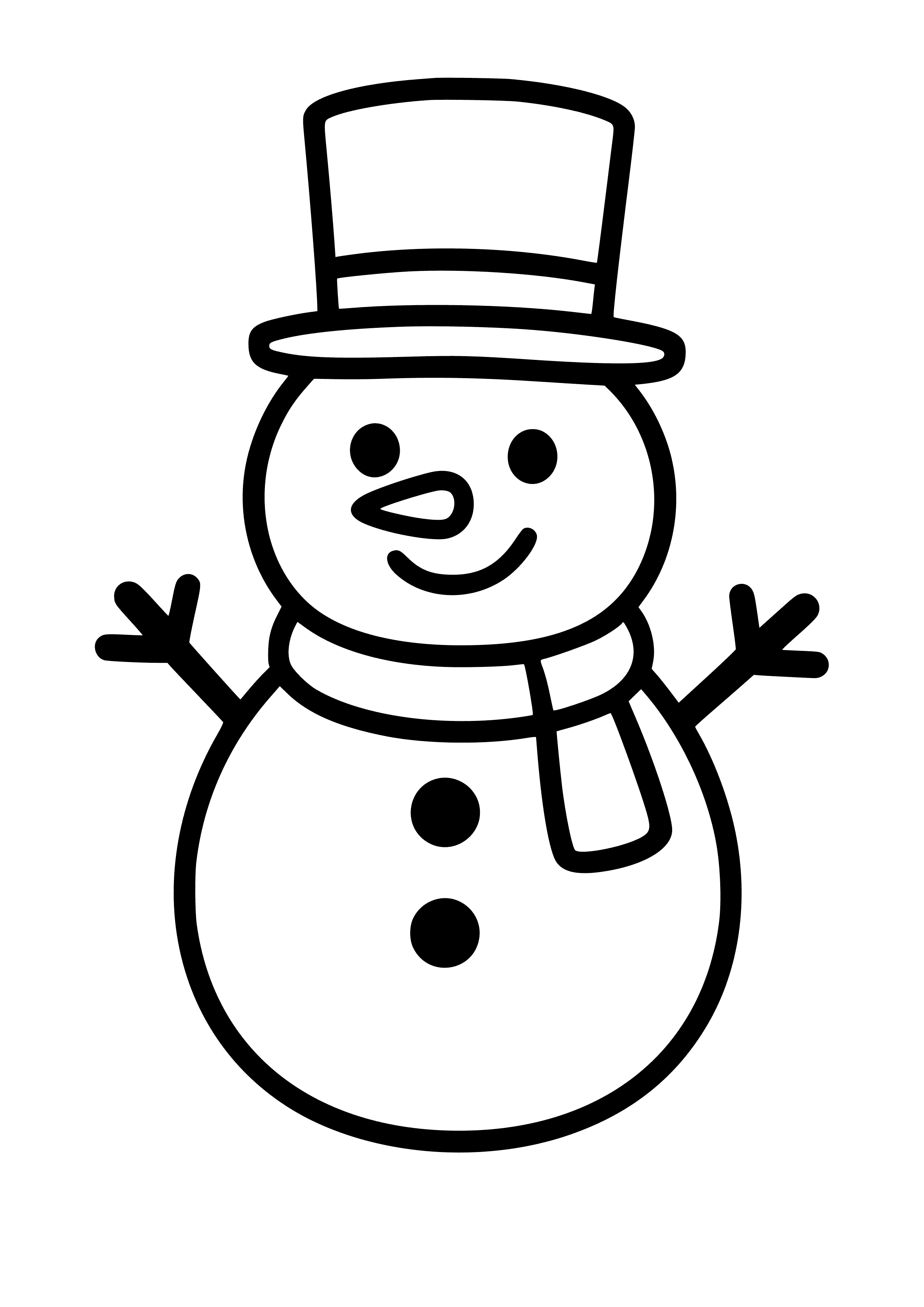 Jolly Snowman with a Top Hat Coloring Page