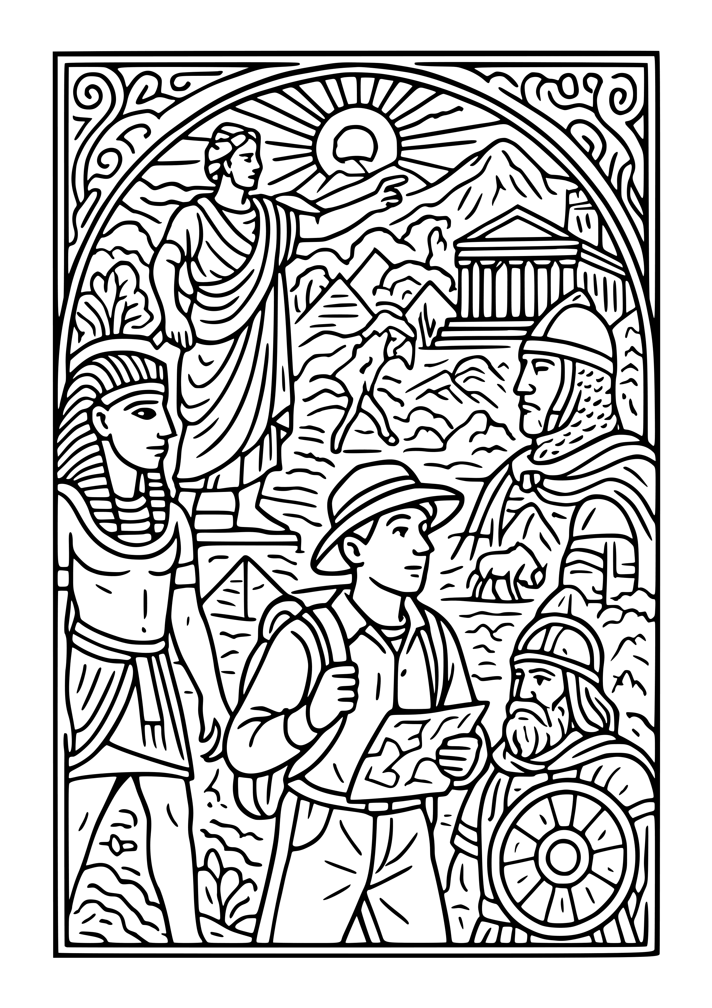 Journey Through Human History Coloring Page