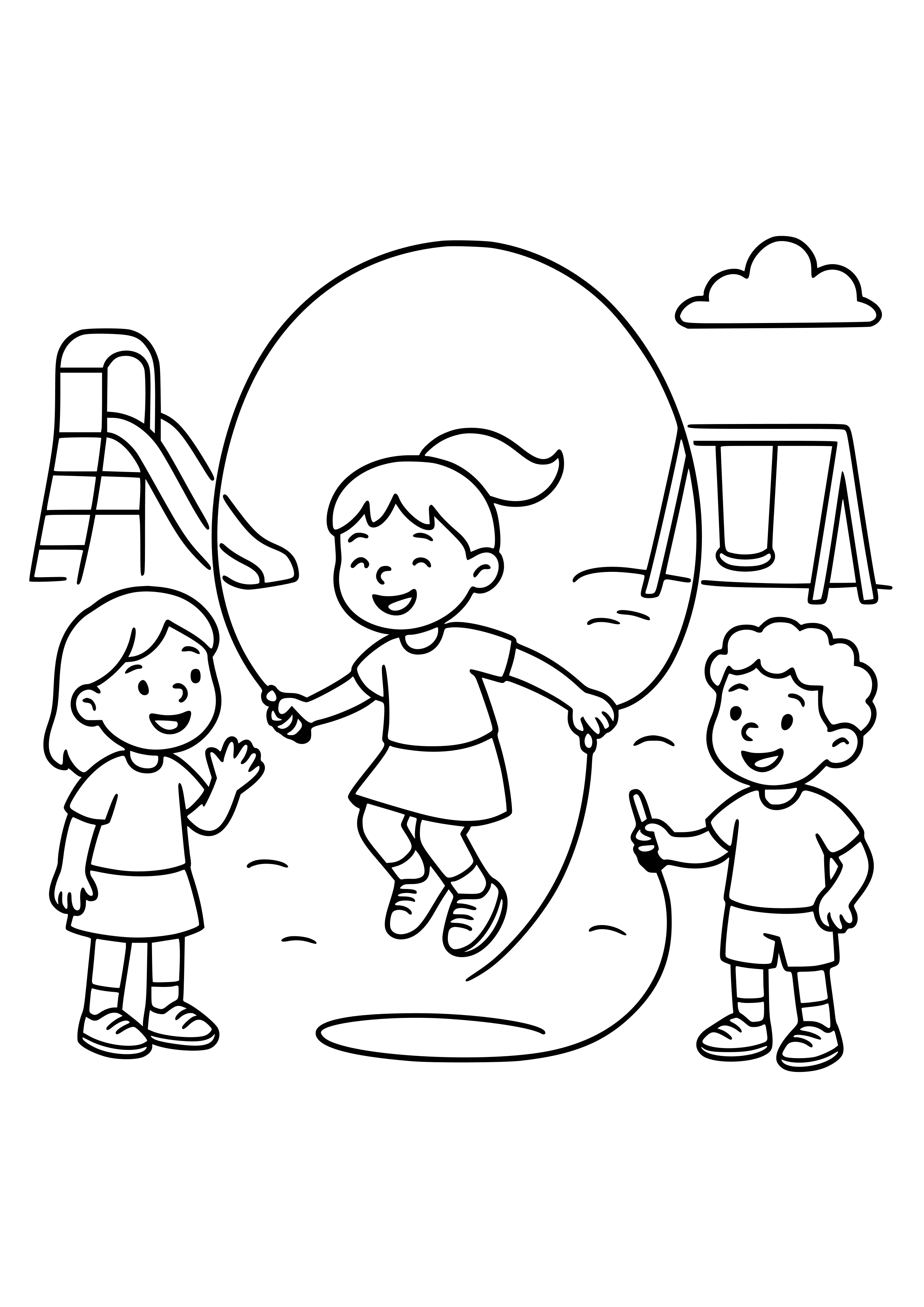 Jump Rope Competition in a Playground Coloring Page