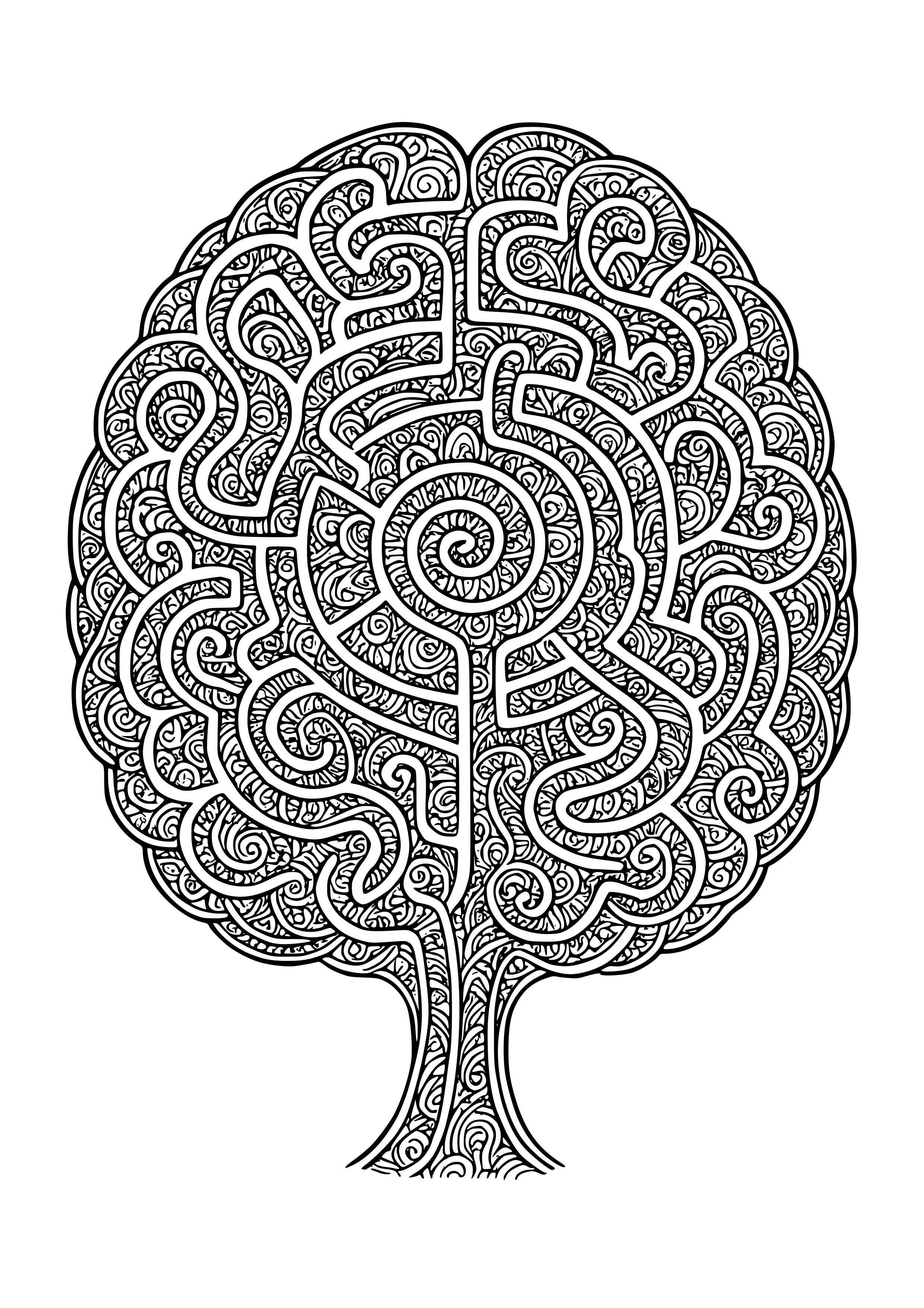 Labyrinth of Cognitive Pathways with Hidden Meanings Coloring Page