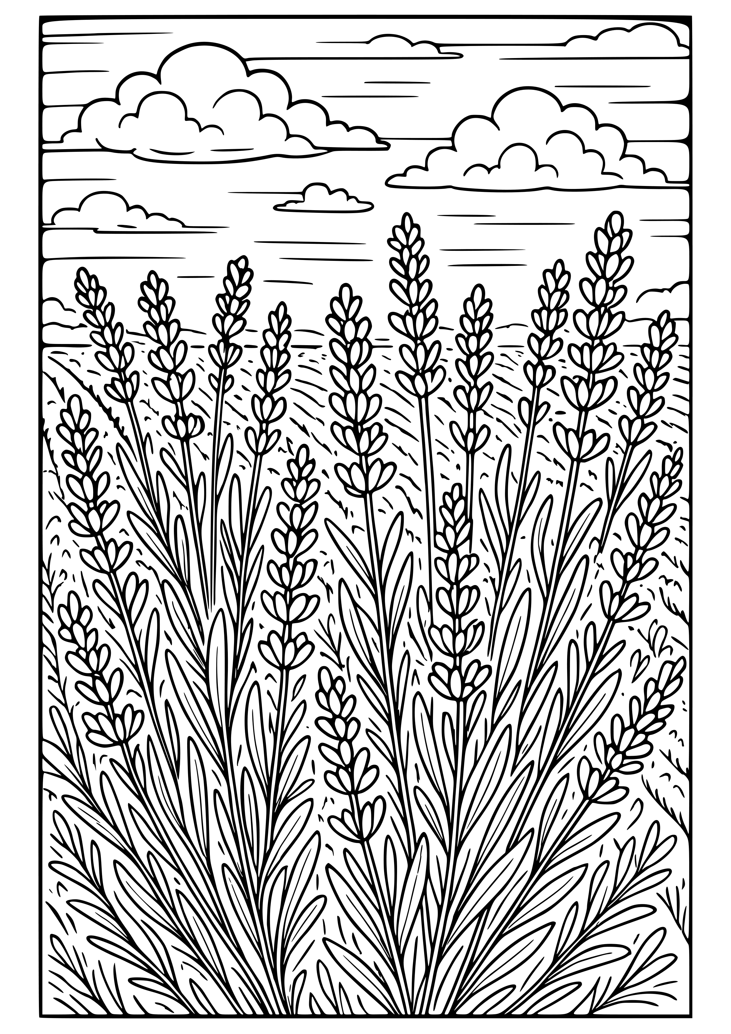Lavender Field with a Blue Sky Coloring Page