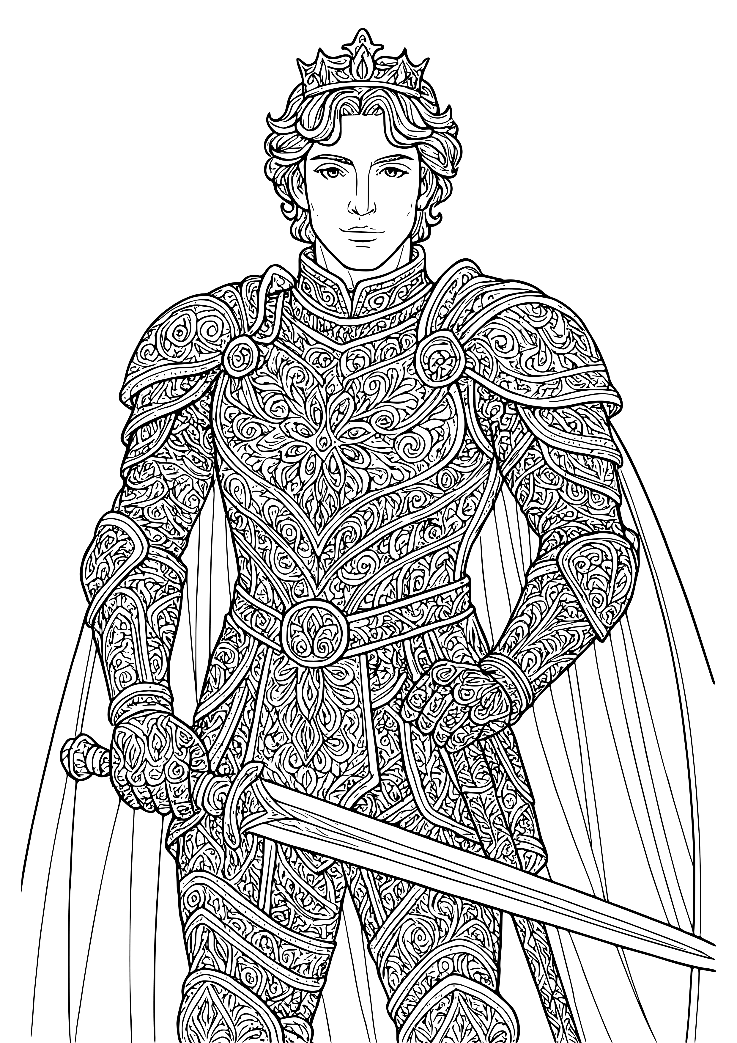 Legendary Prince with Armor Coloring Page