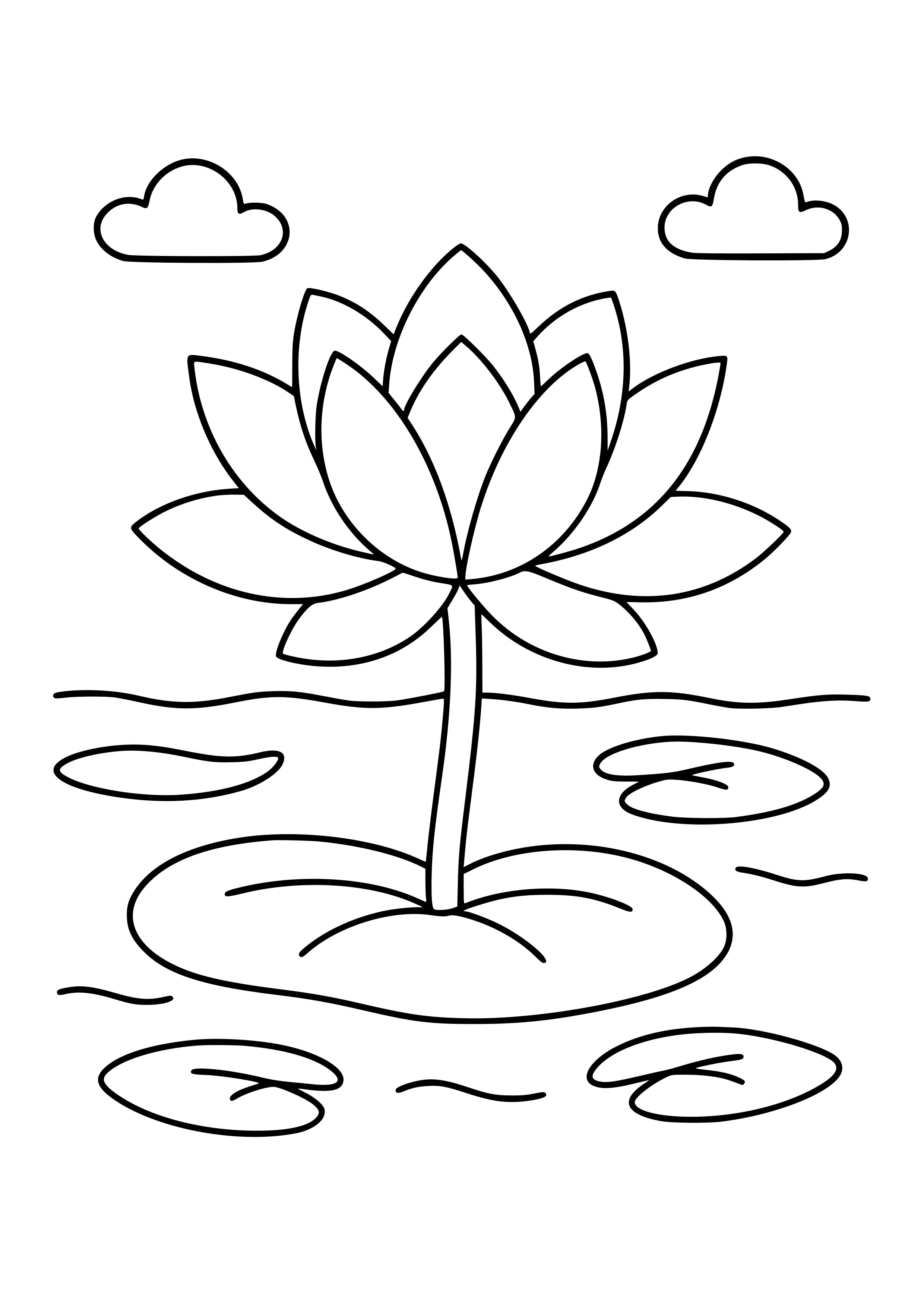 Lotus Flower on a Pond Coloring Page