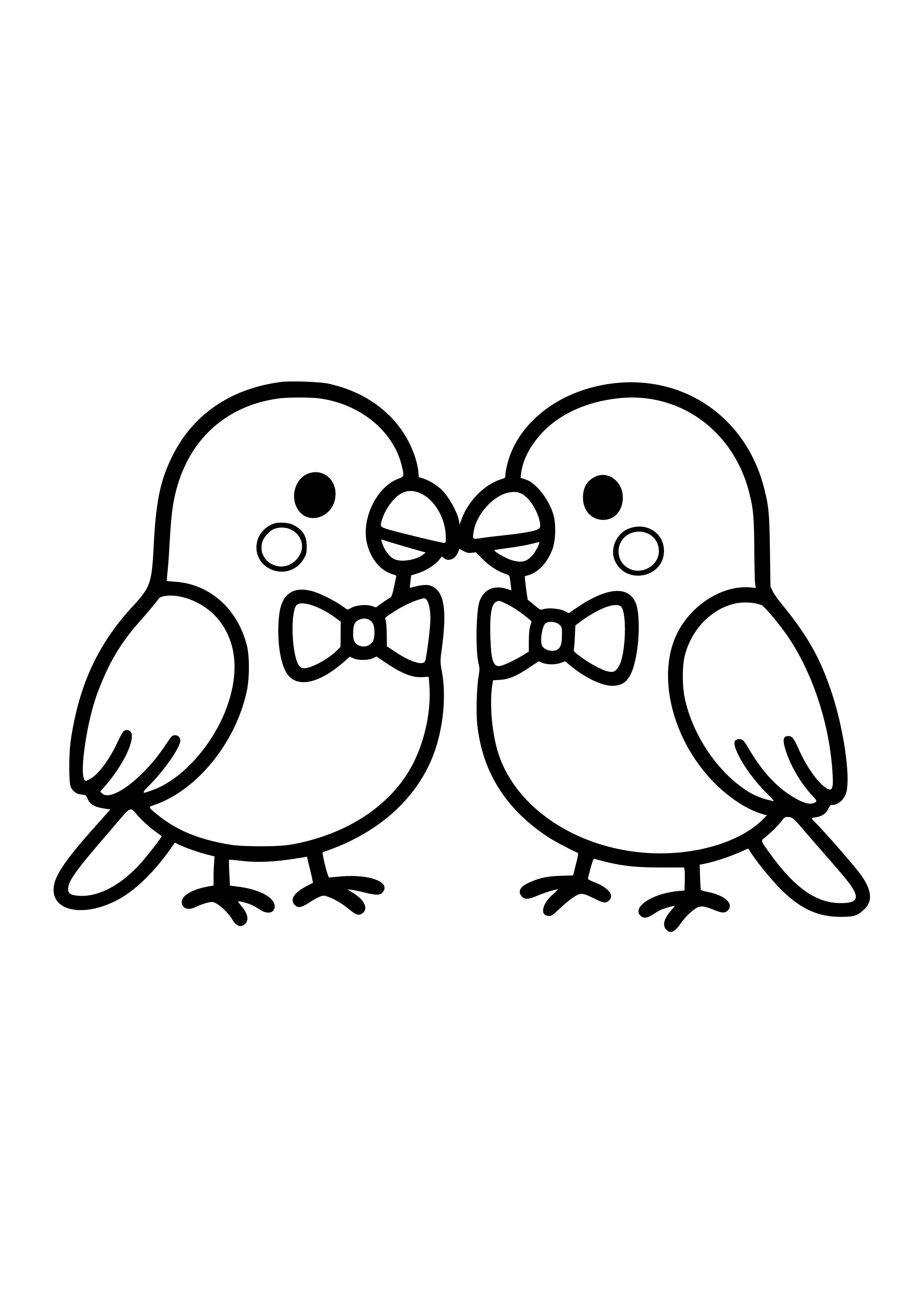 Lovebirds Wearing Bow Ties Coloring Page