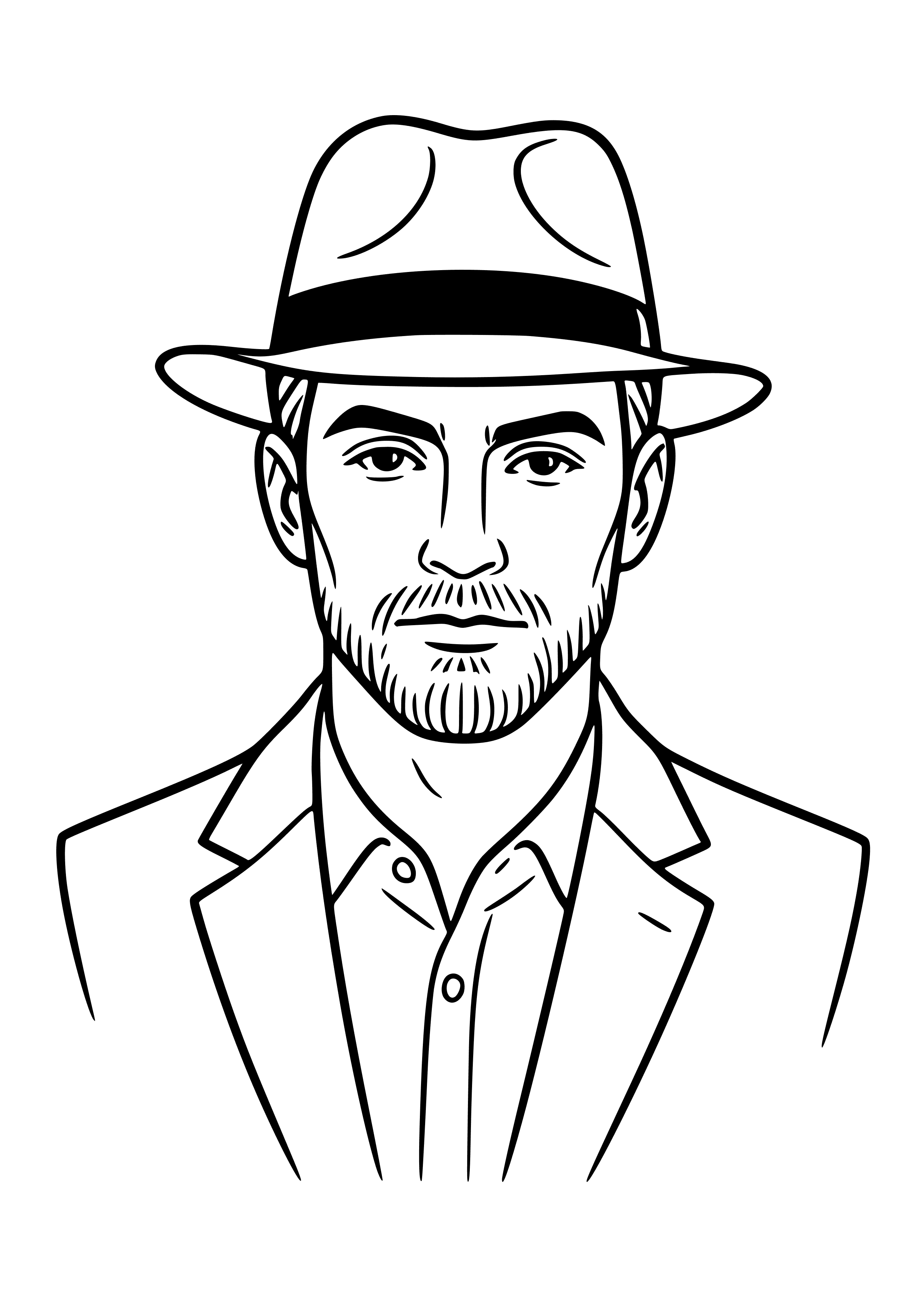 Man in a Stylish Fedora Hat Coloring Page