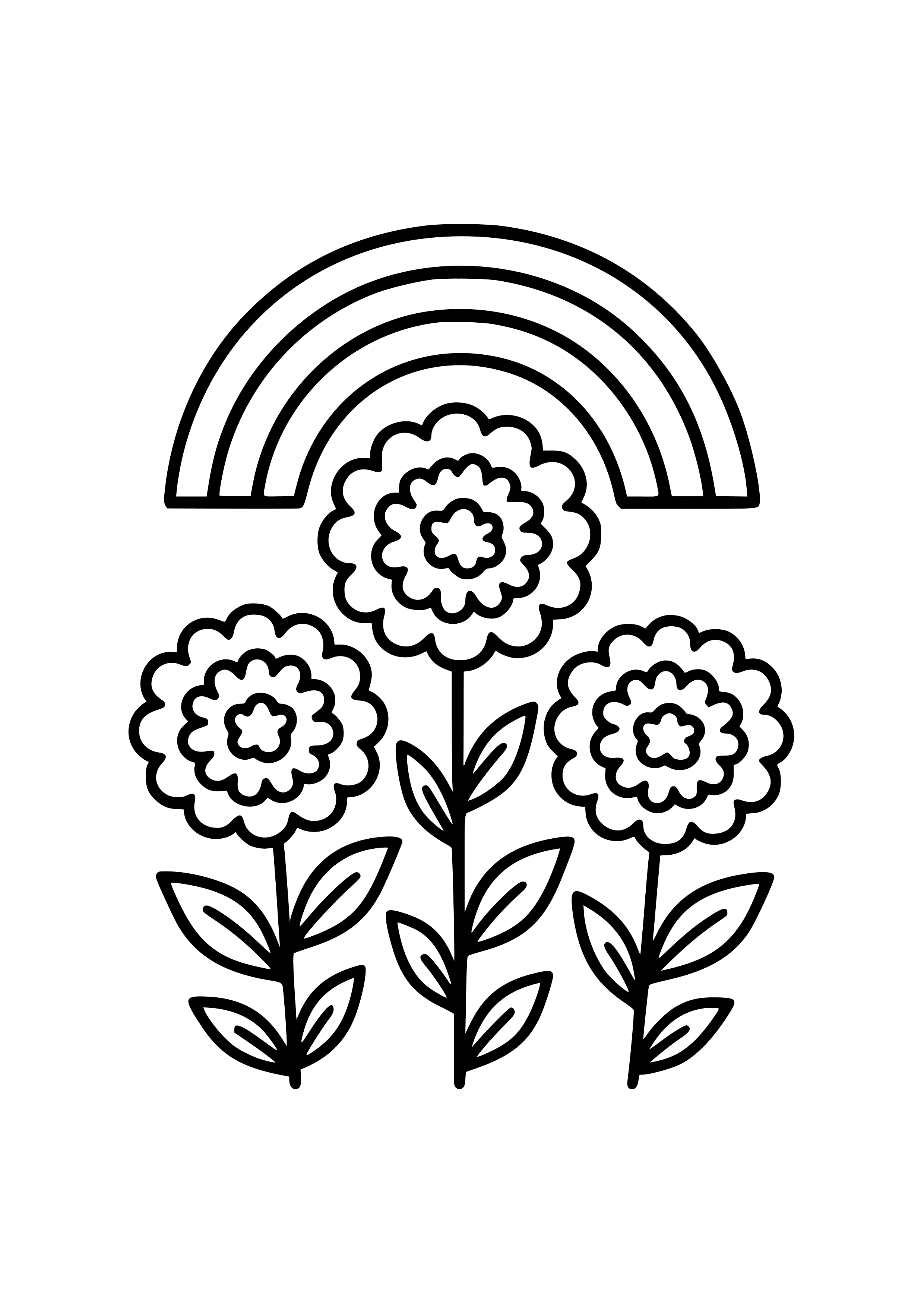 Marigolds with a Rainbow Coloring Page