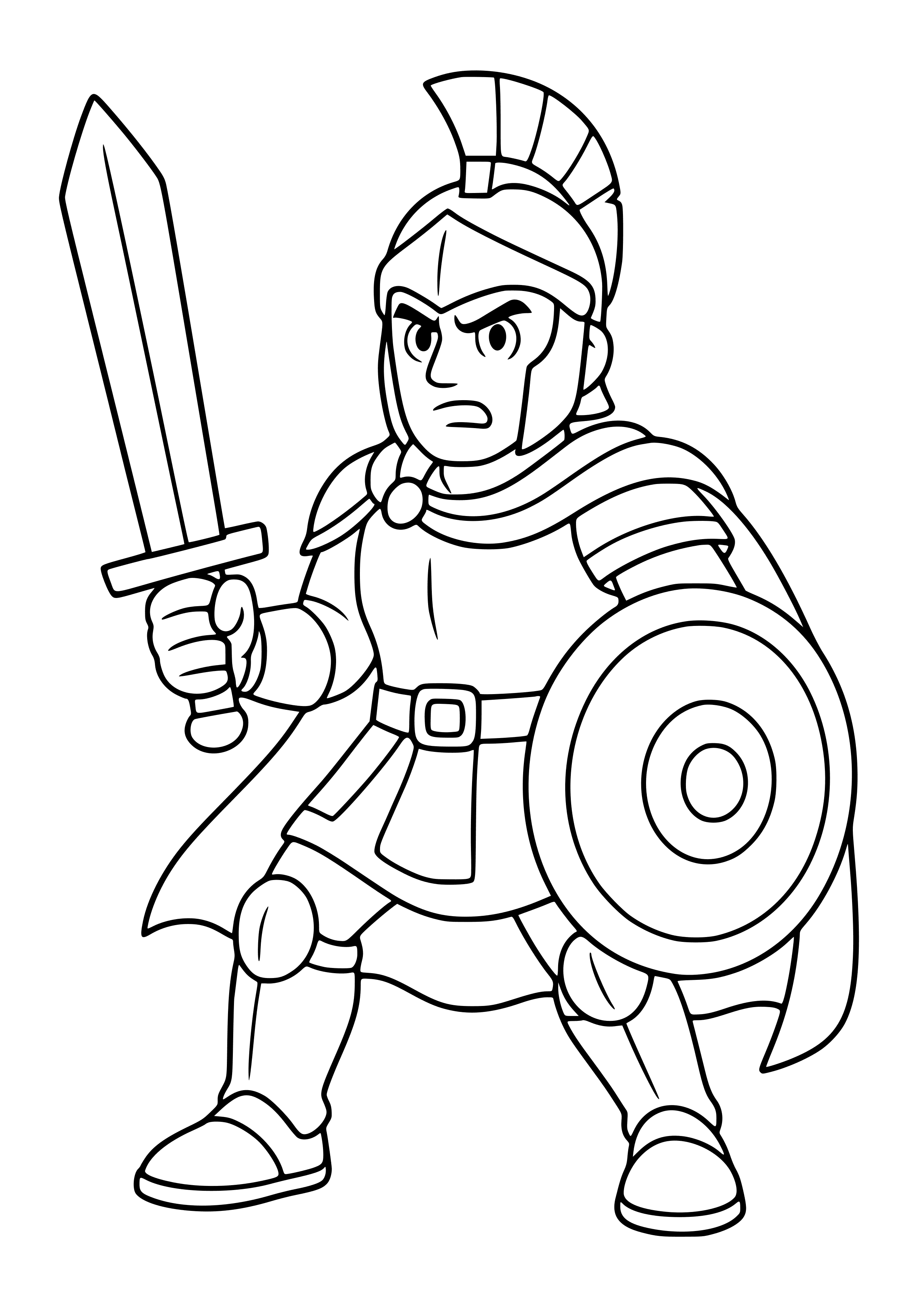 Mighty Warrior Preparing for Battle Coloring Page