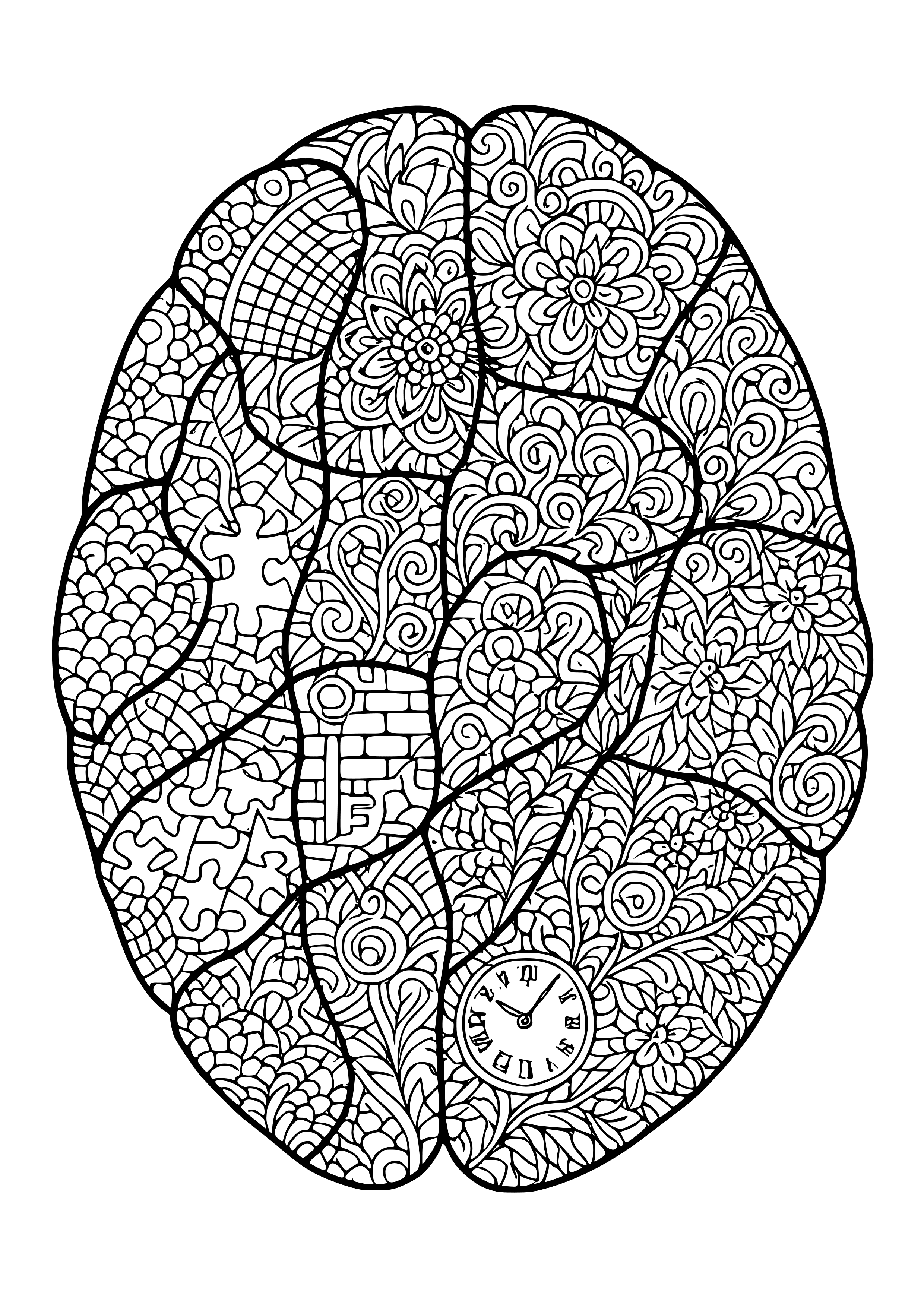 Mosaic of Fragmented Thoughts and Memories Coloring Page