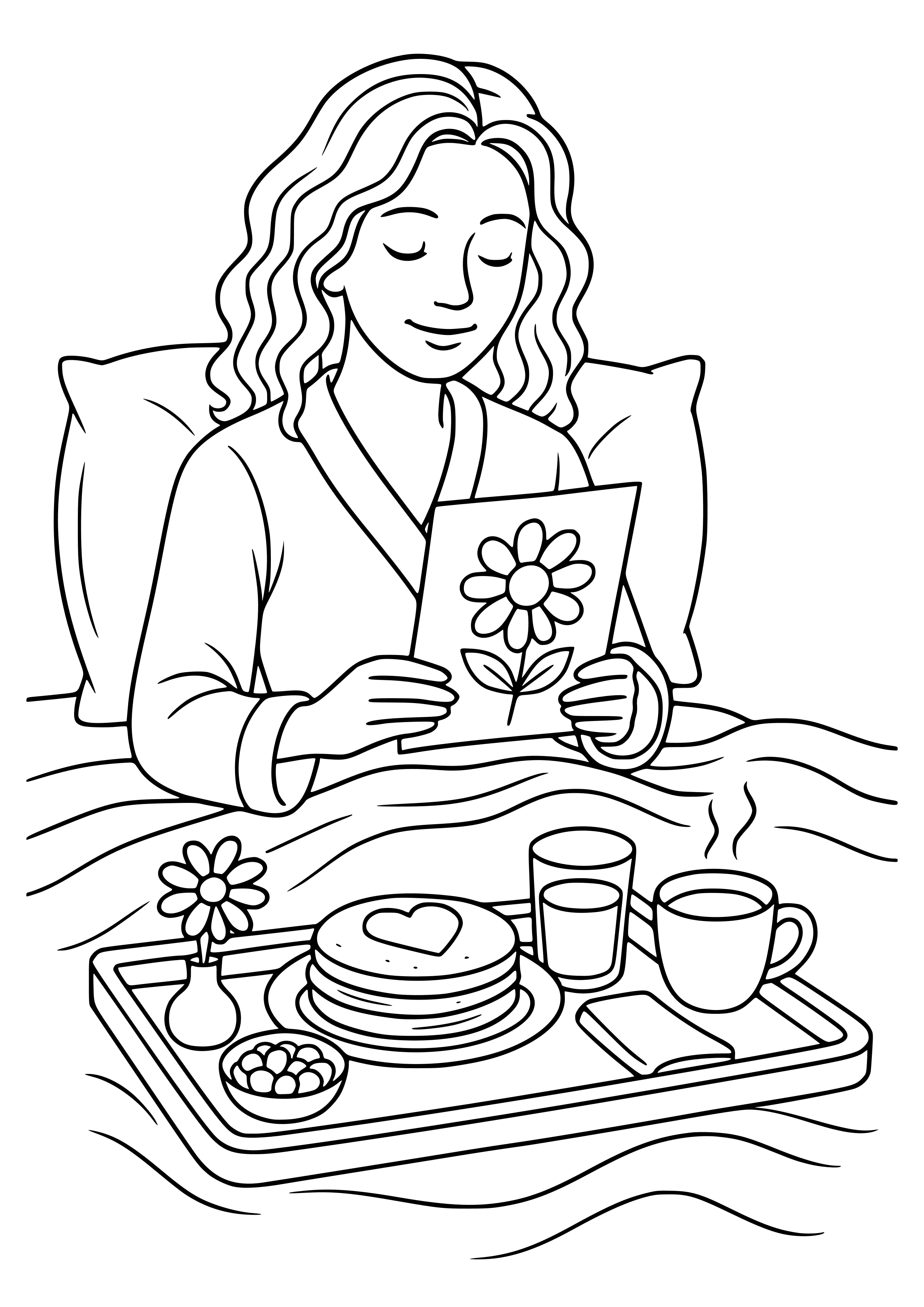 Mother's Day Breakfast in Bed Coloring Page