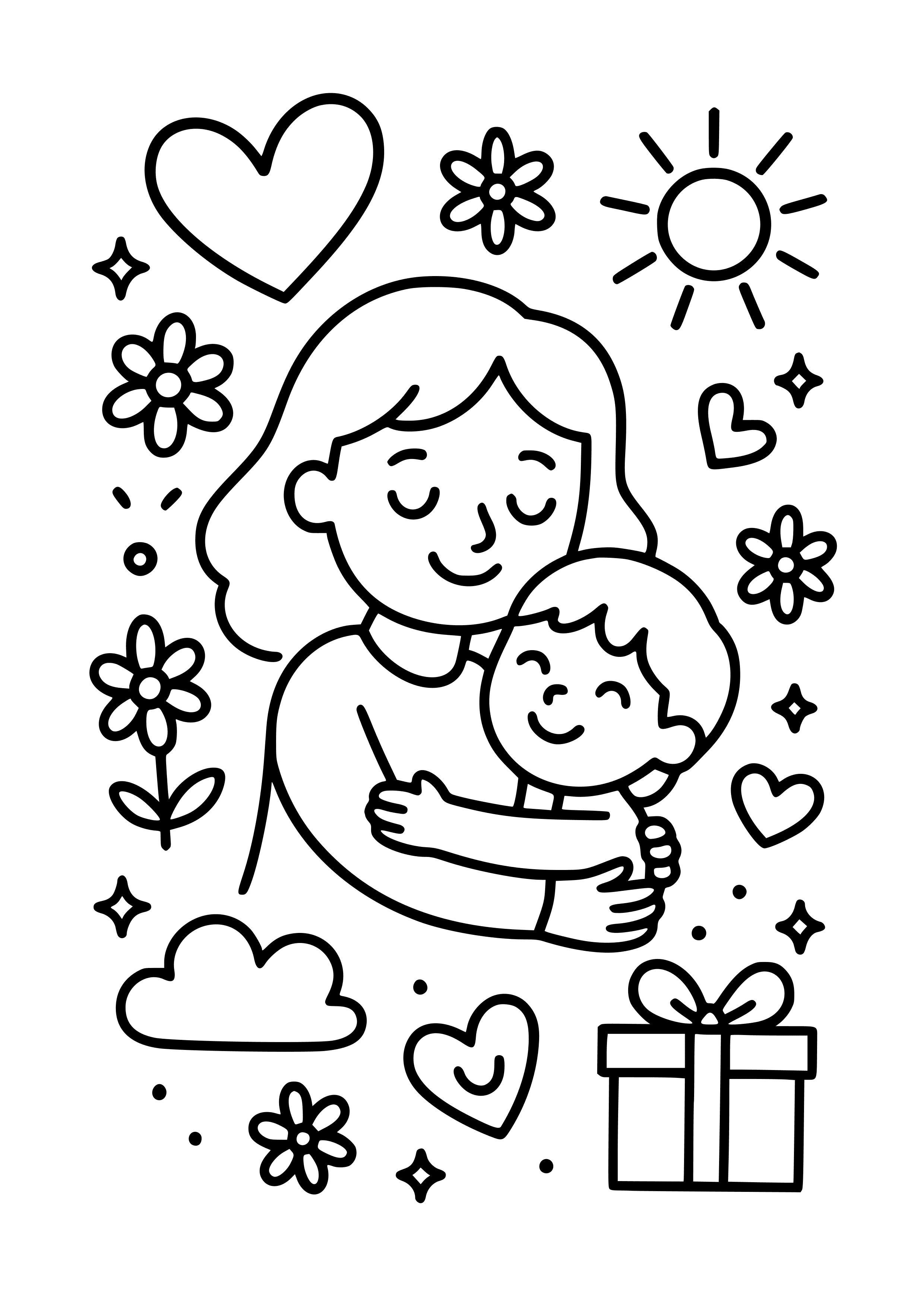 Mother's Day Card with Doodles Coloring Page