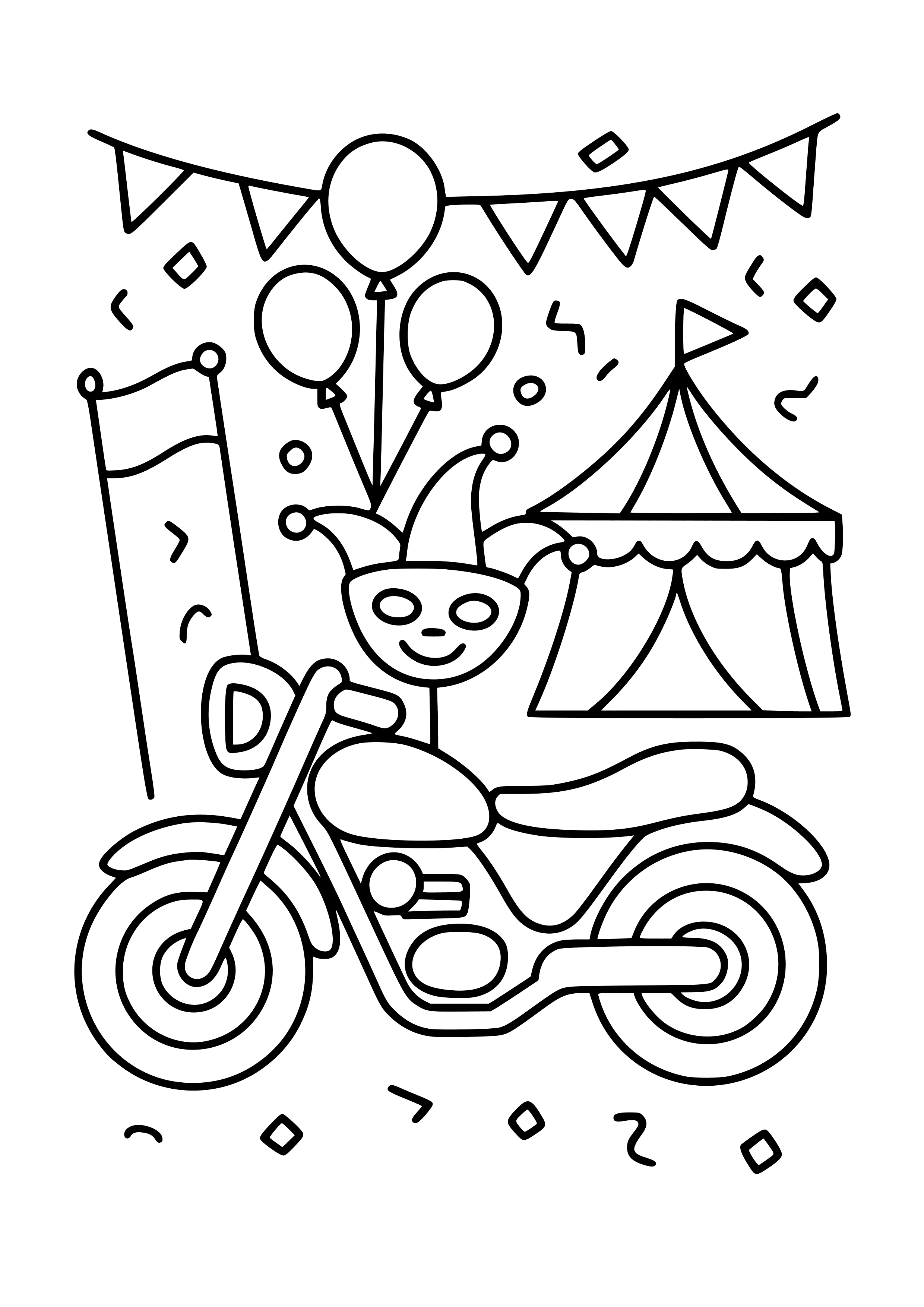 Motorbike at a Carnival Parade Coloring Page