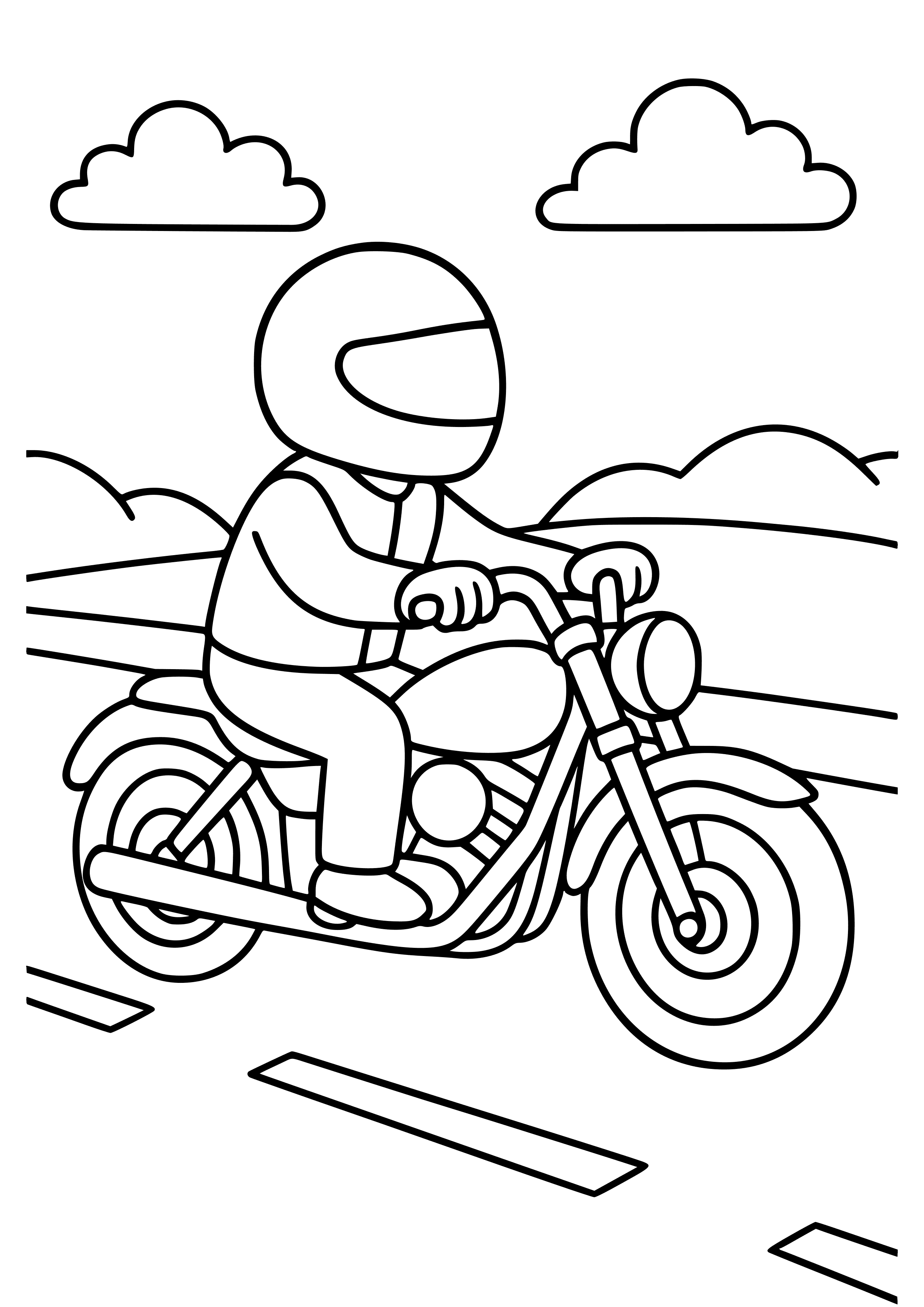 Motorbike Cruising on a Highway Coloring Page