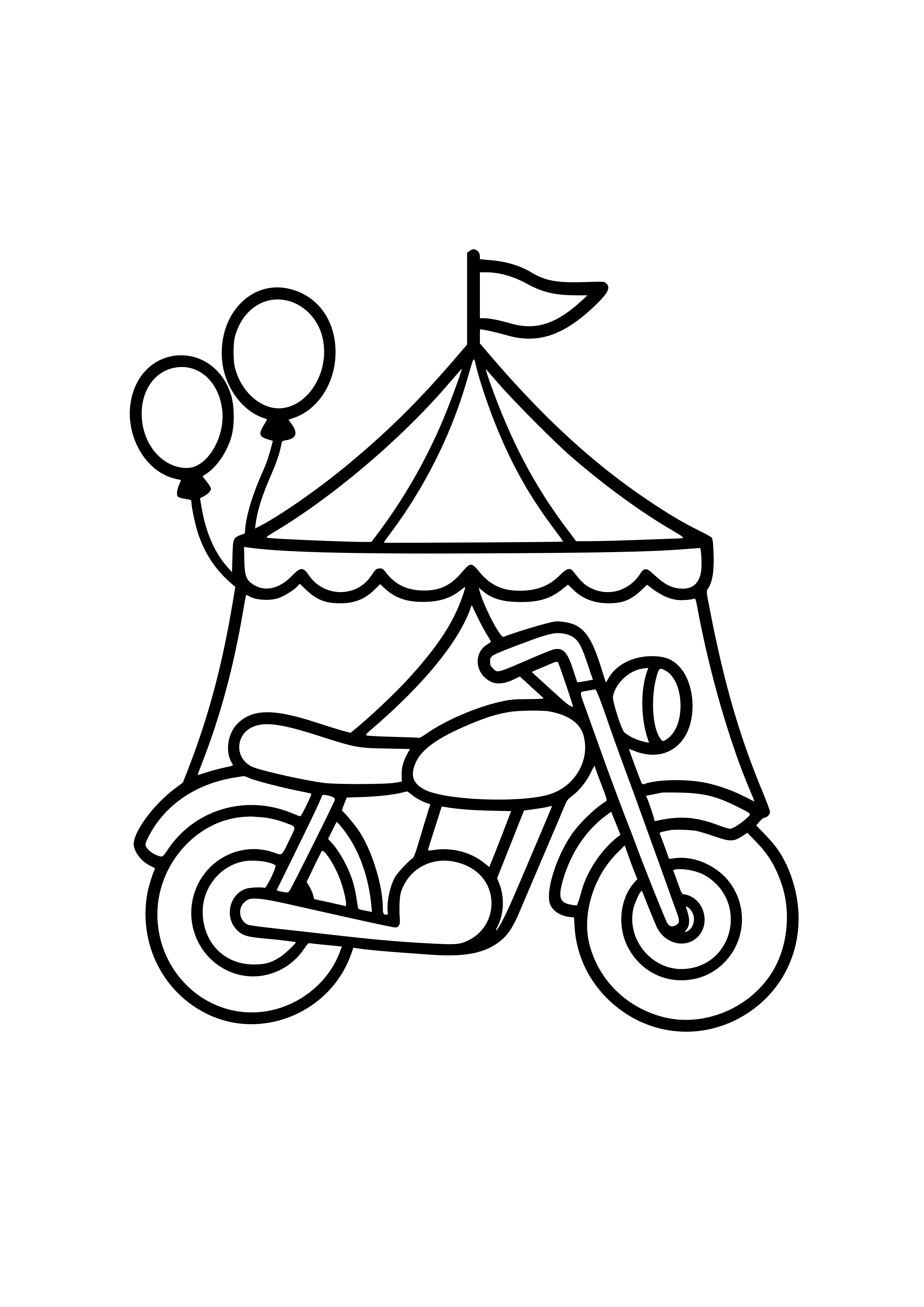Motorbike in a Circus Coloring Page