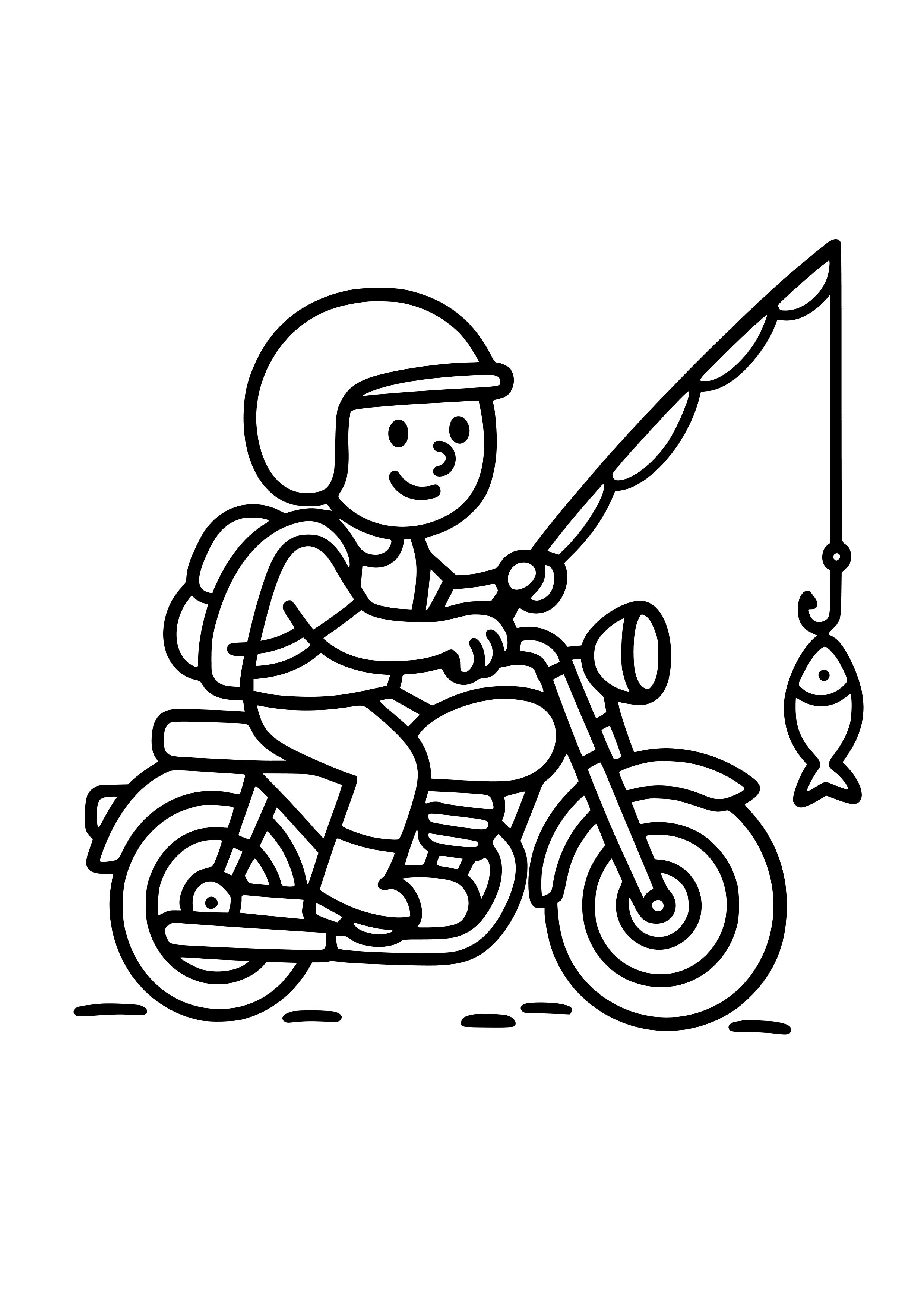 Motorbike on a Fishing Trip Coloring Page