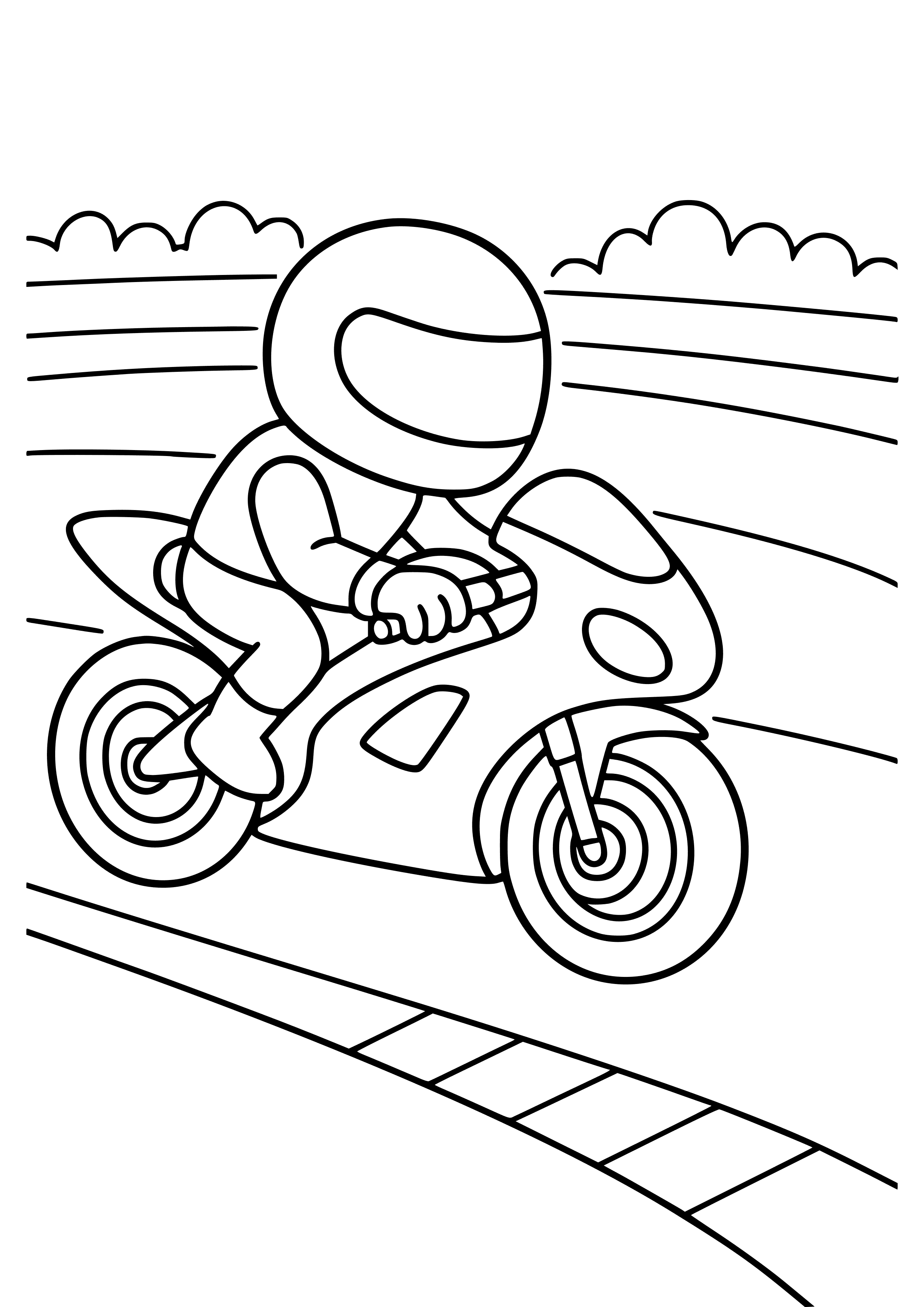 Motorbike on a Racetrack Coloring Page