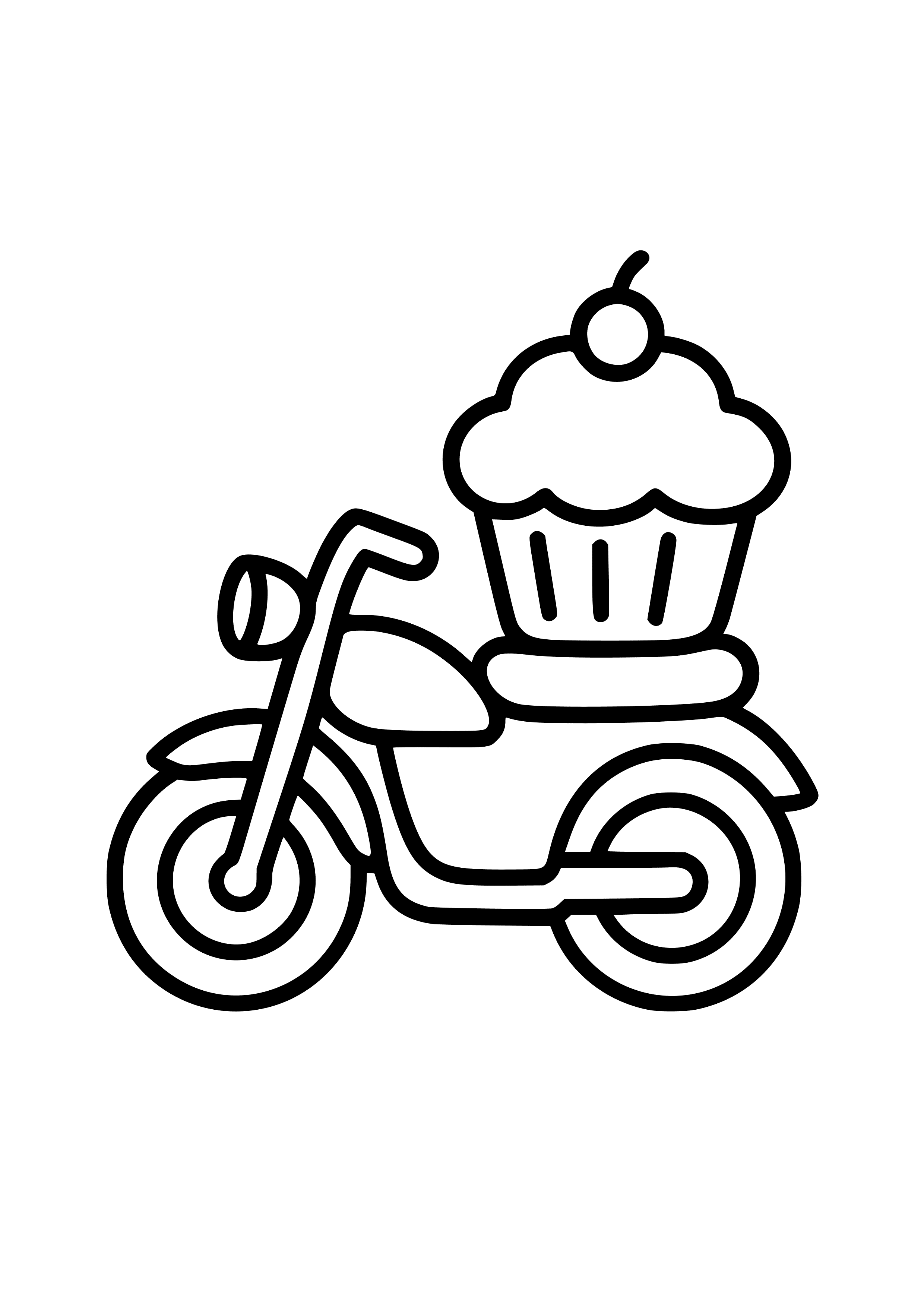 Motorbike with a Giant Cupcake Coloring Page