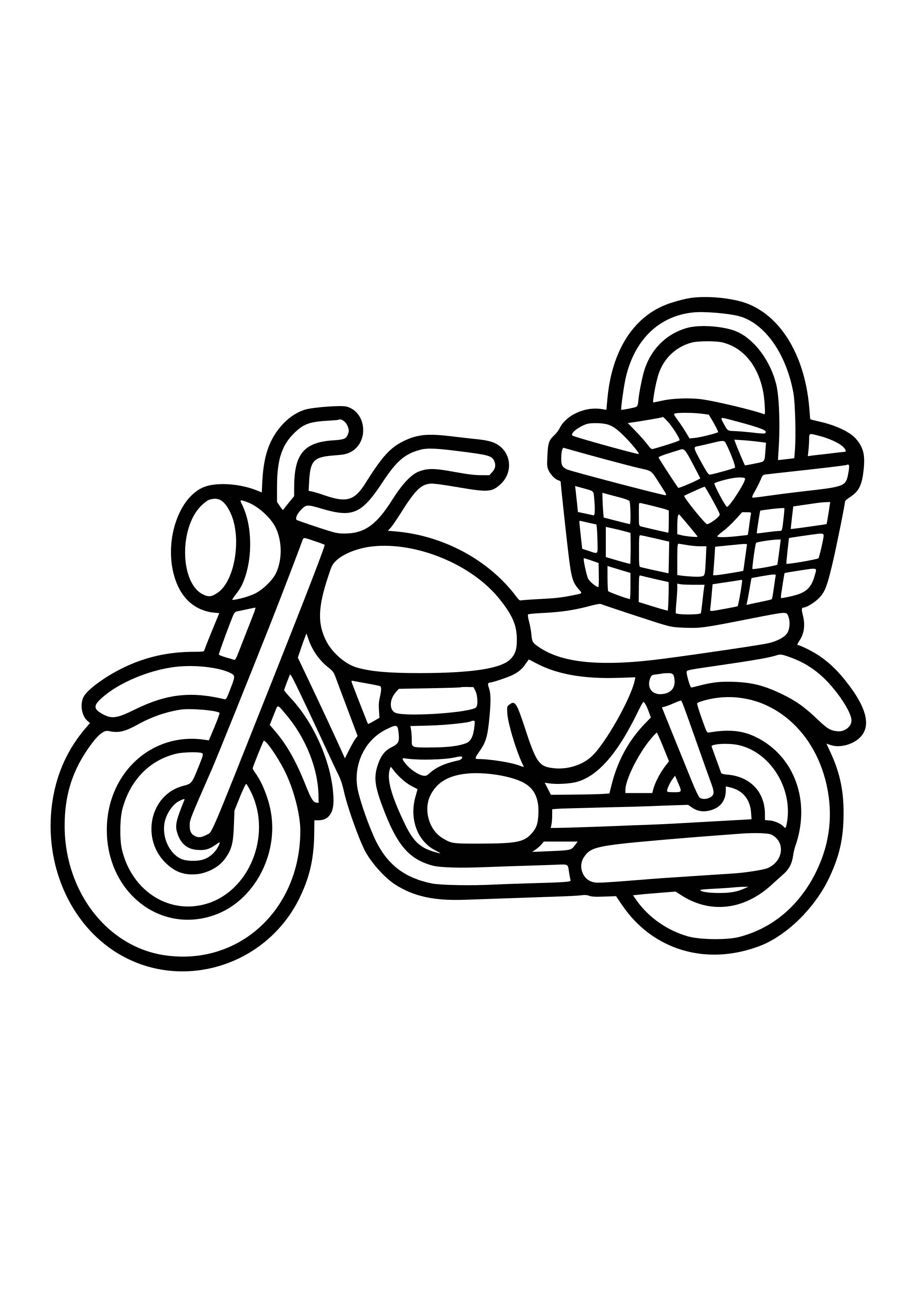 Motorbike with a Picnic Basket Coloring Page