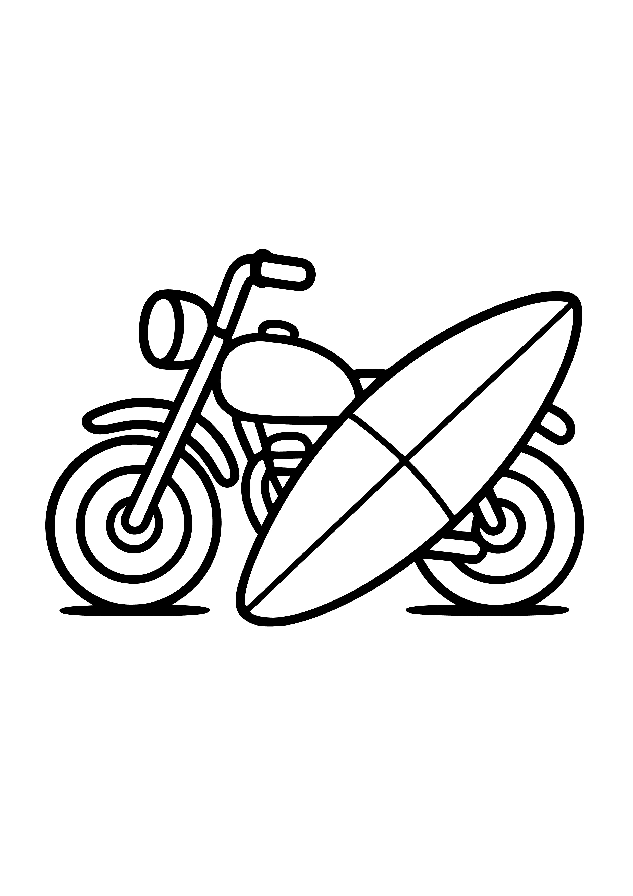Motorbike with a Surfboard Coloring Page