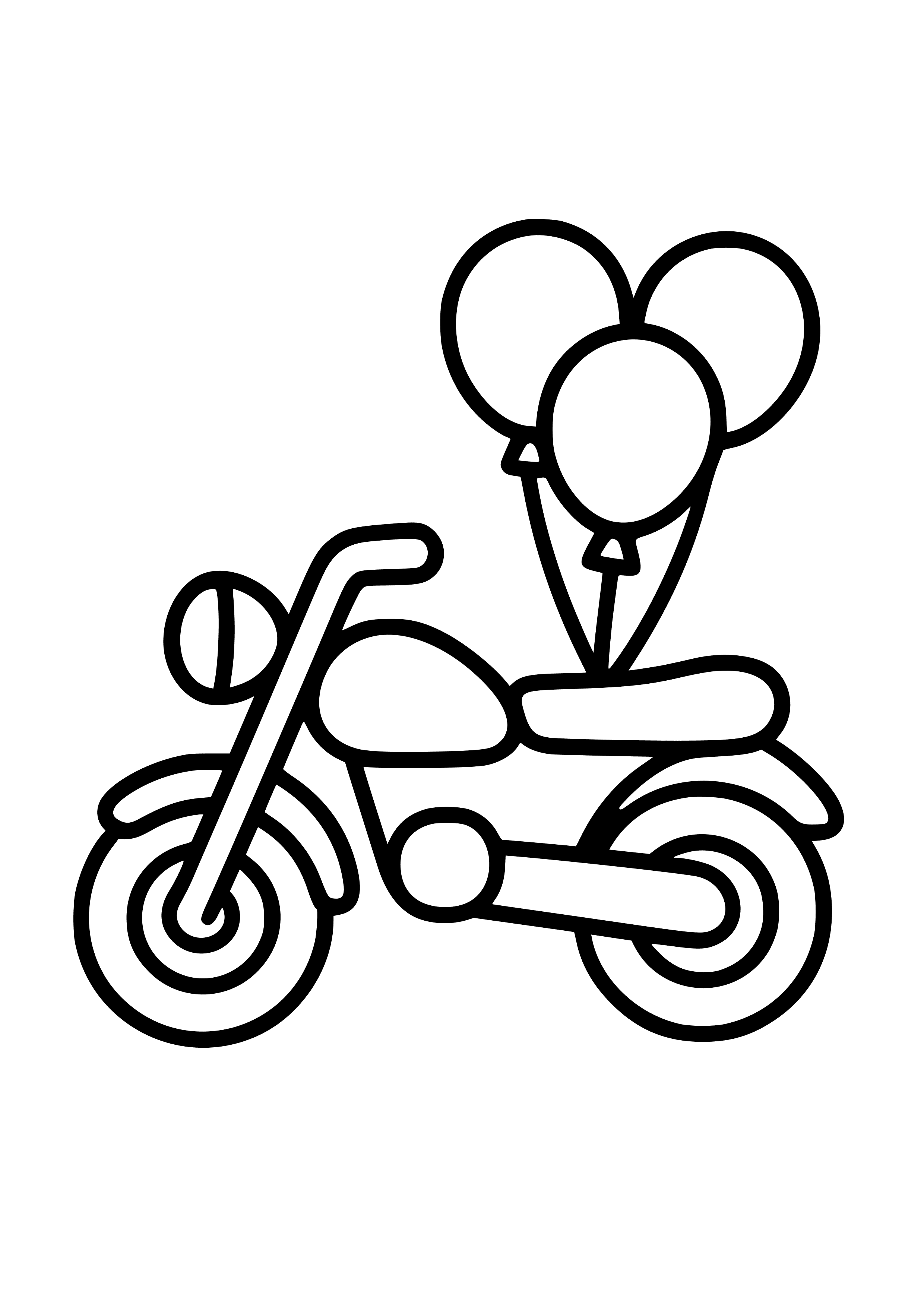 Motorbike with Balloons Coloring Page
