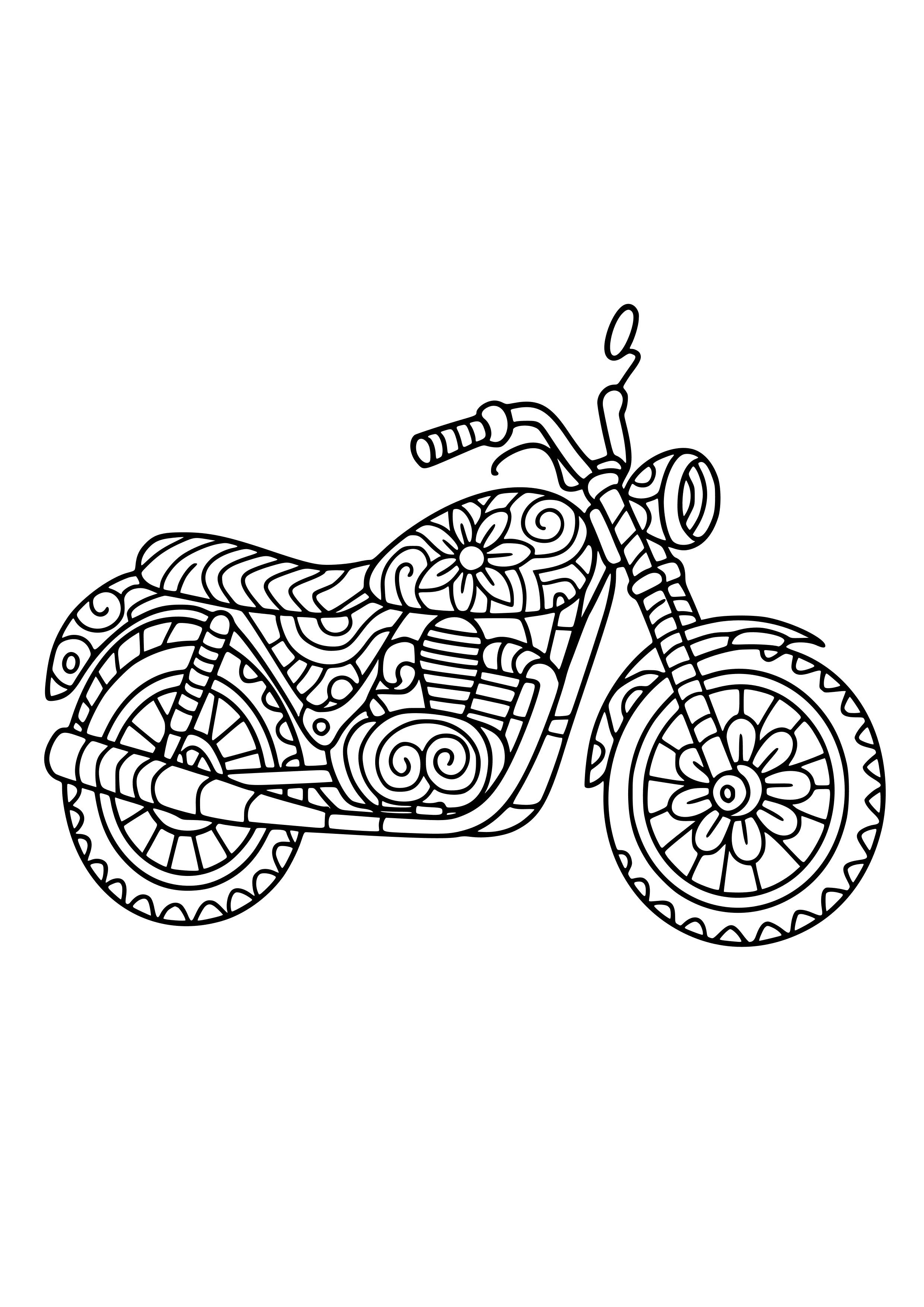 Motorbike with Bright Patterns Coloring Page