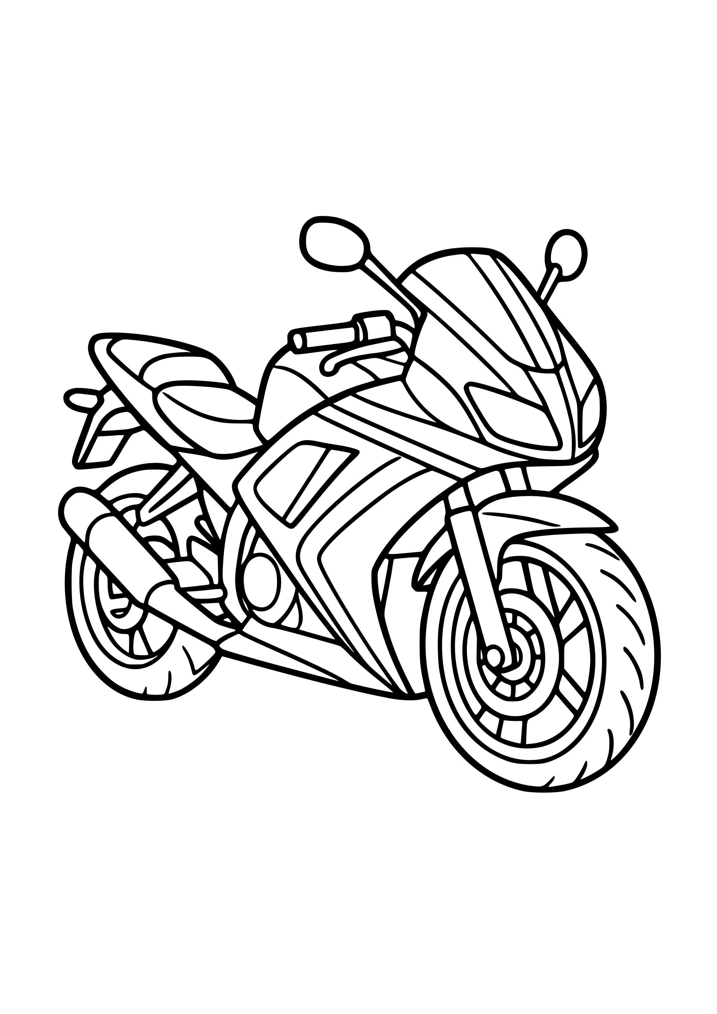 Motorbike with Racing Stripes Coloring Page
