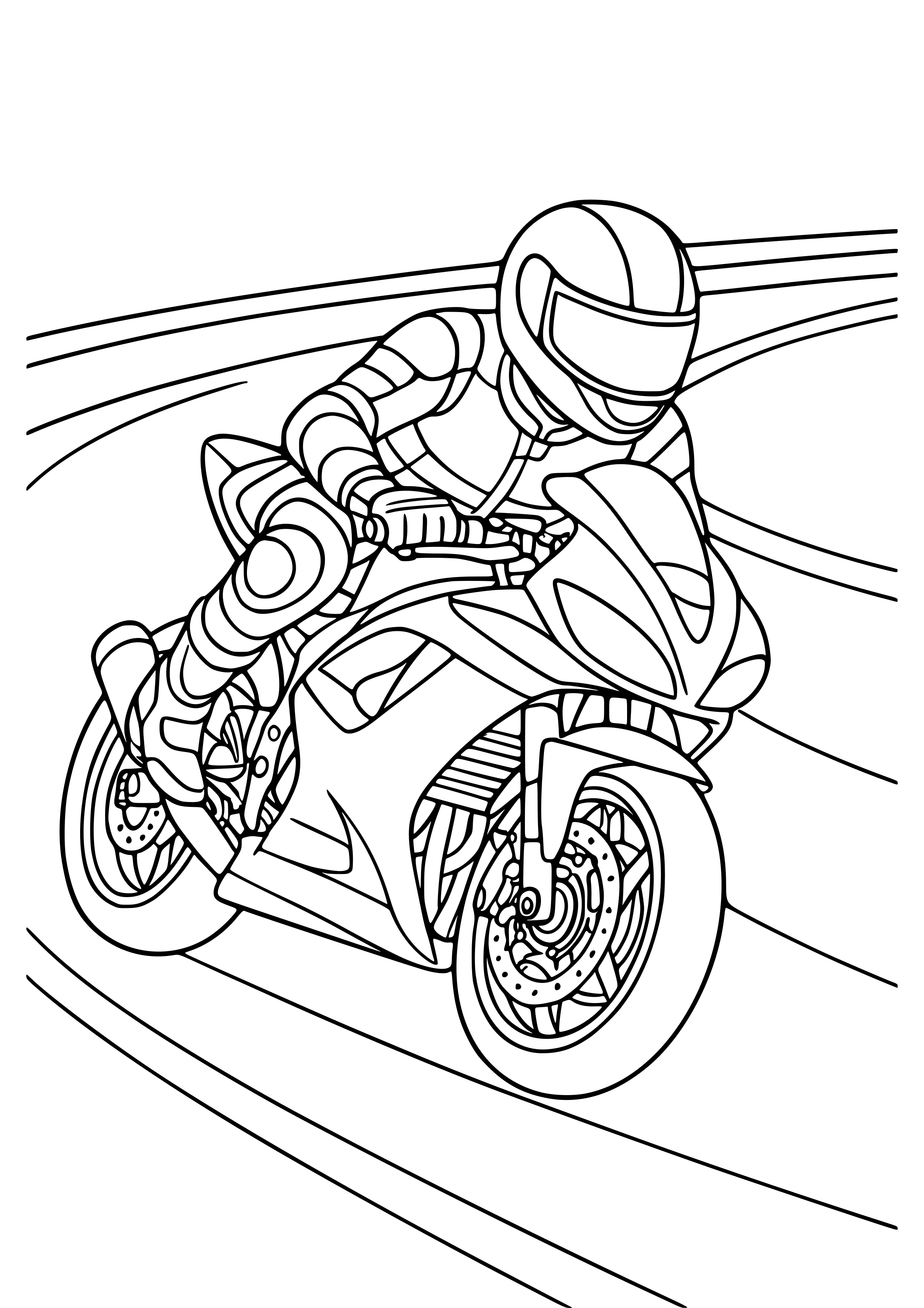 Motorcyclist Racing on a Track Coloring Page