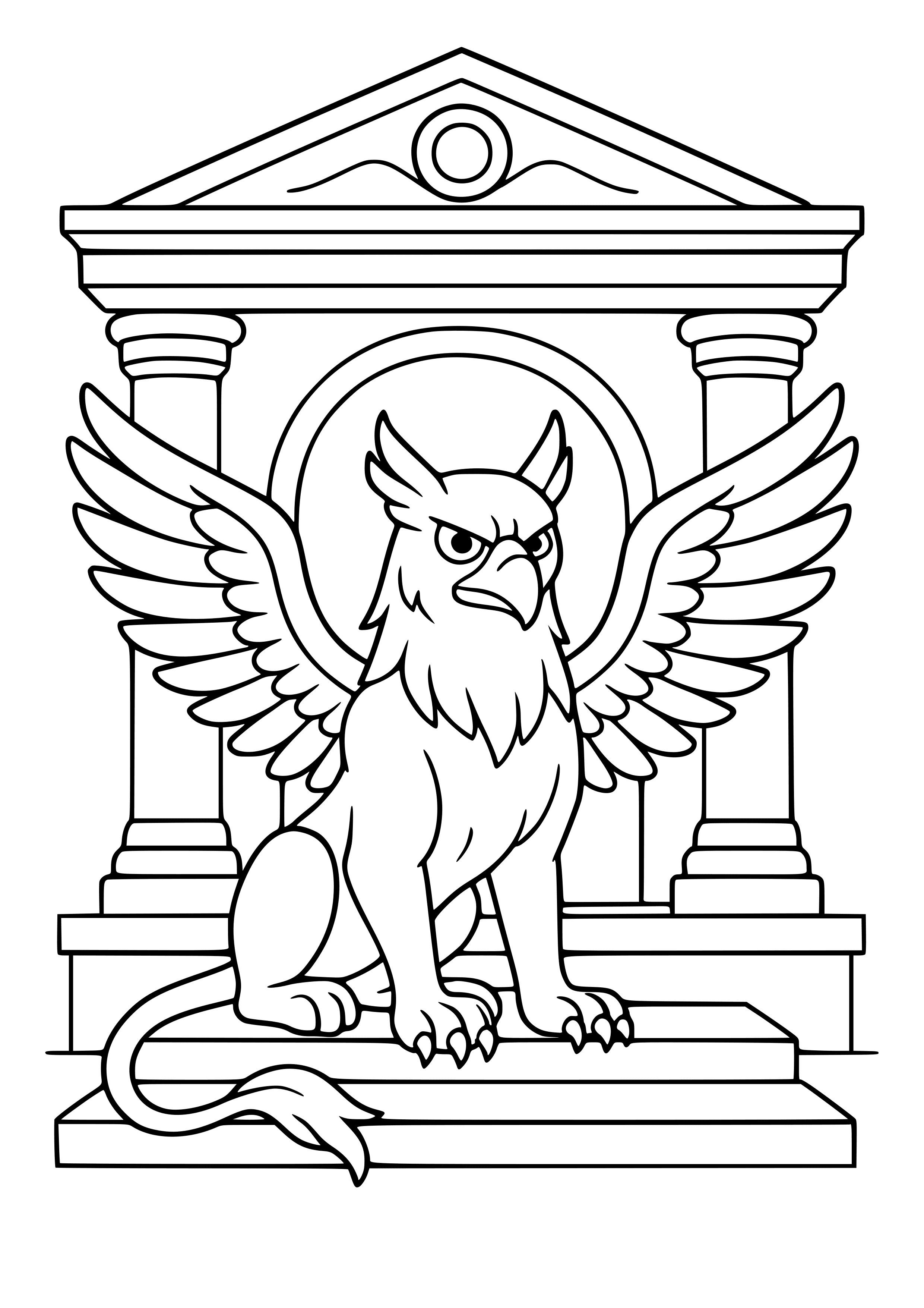 Mythical Creature in a Temple Coloring Page
