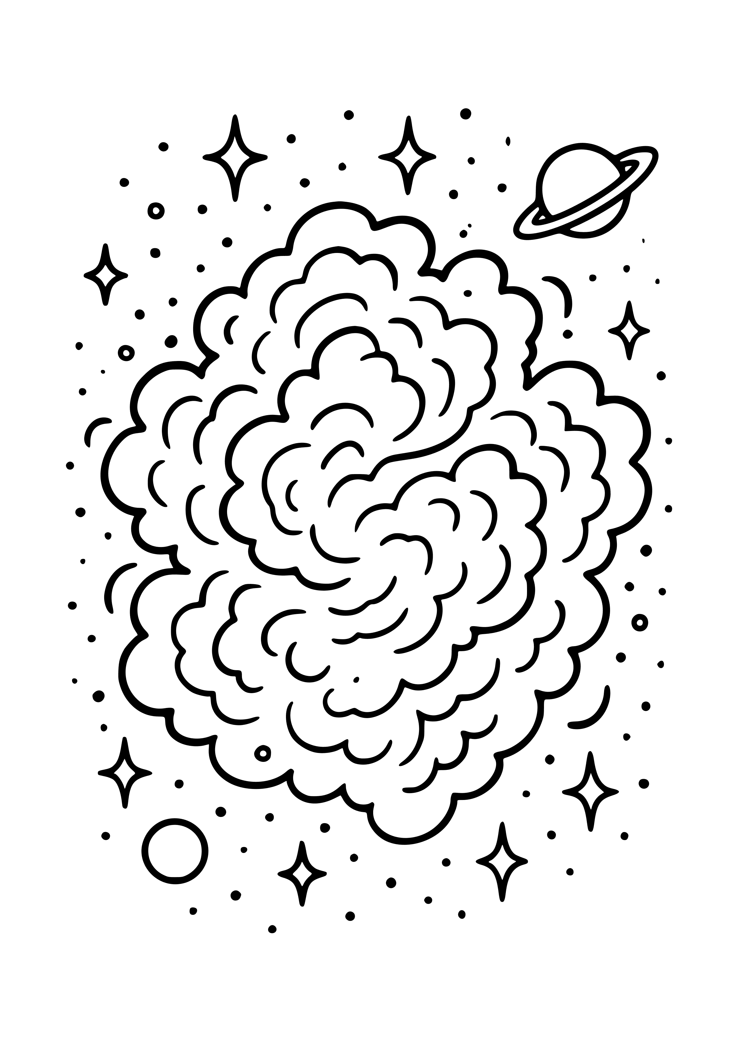 Nebula with Vibrant Colors Coloring Page