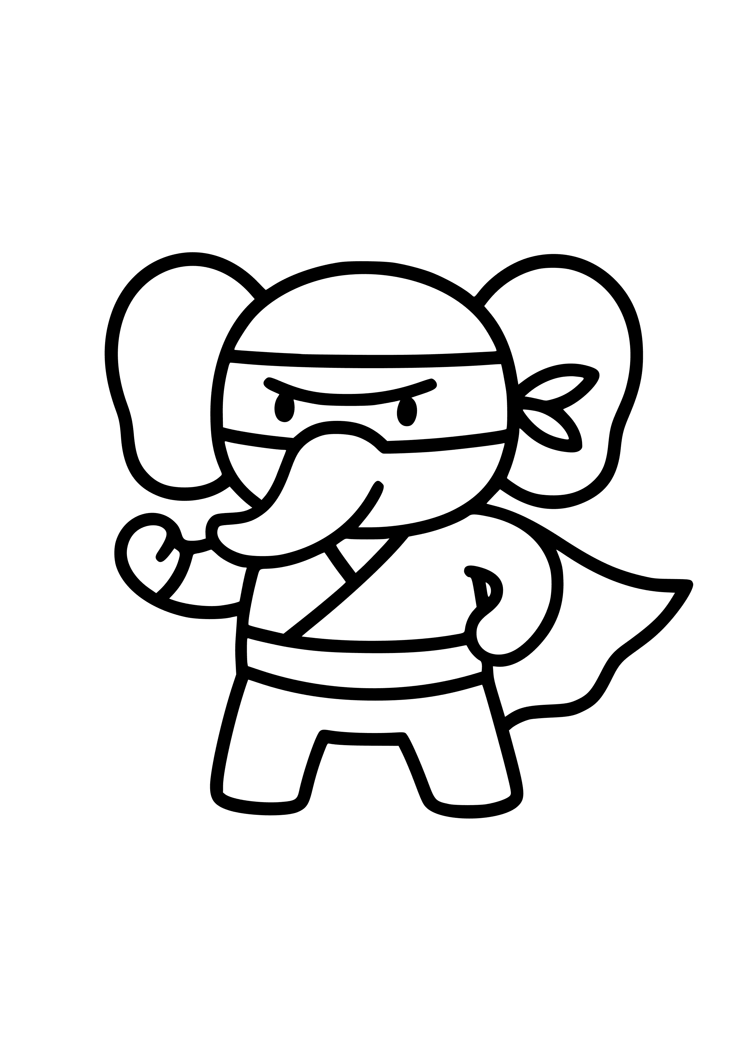 Ninja Elephant with a Cape Coloring Page