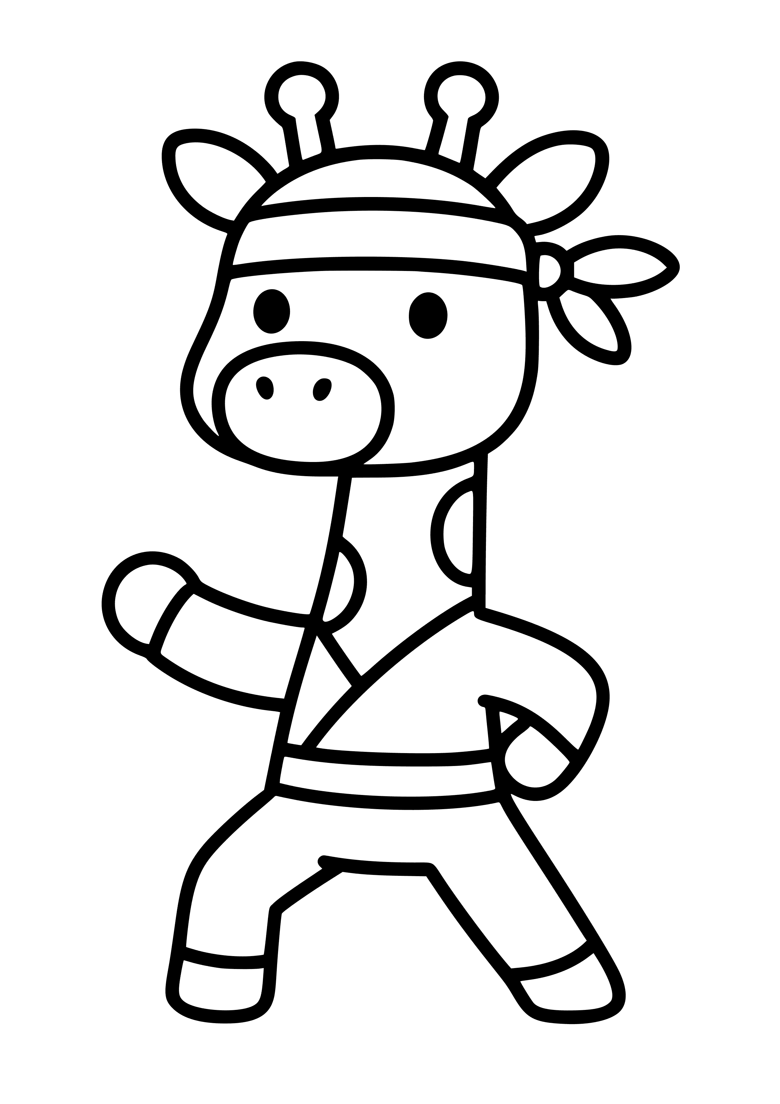 Ninja Giraffe with a Headband Coloring Page