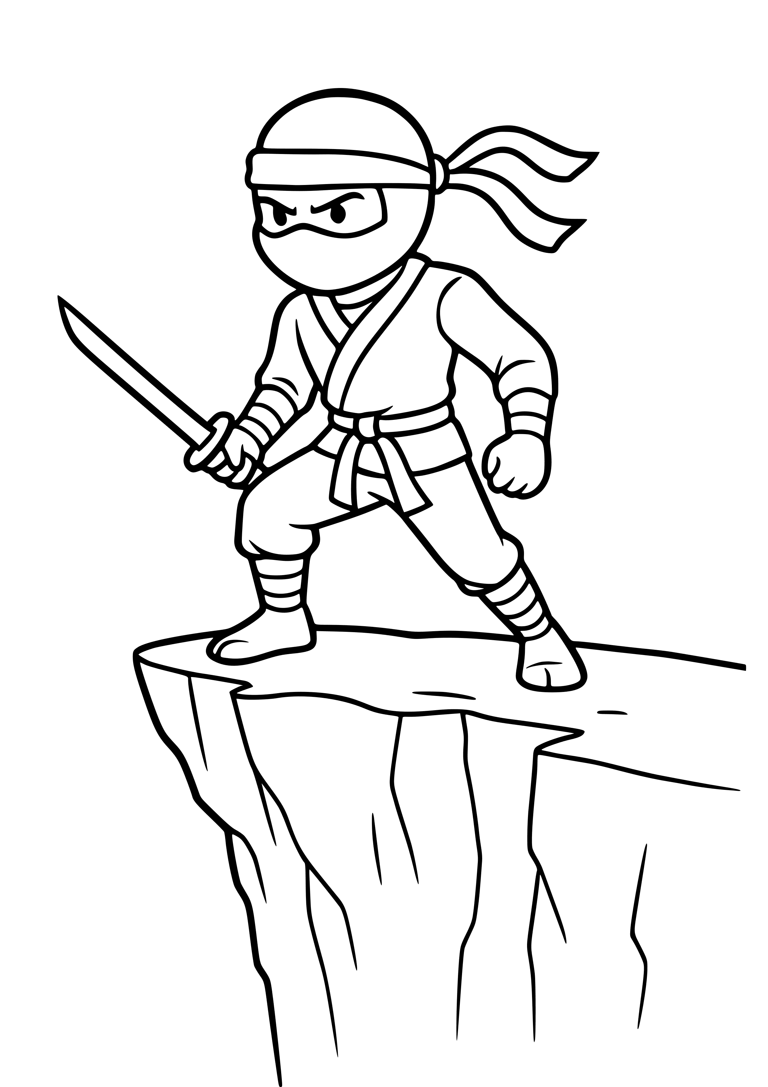 Ninja on a Cliff Edge Coloring Page