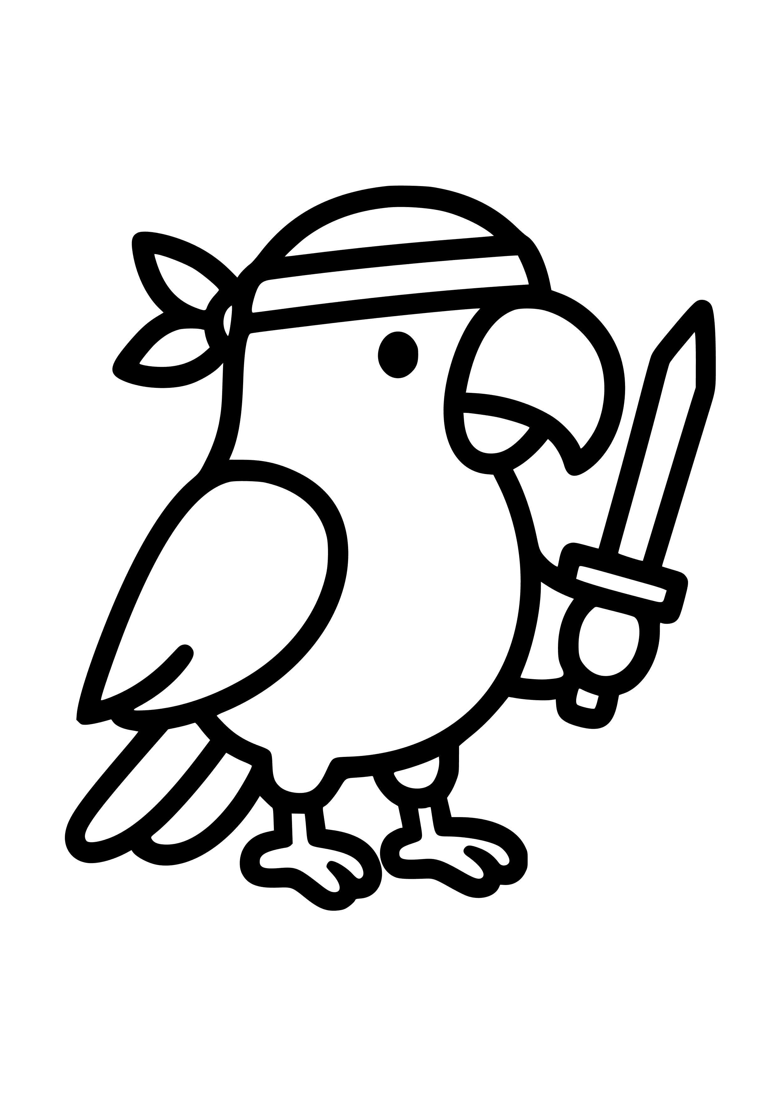 Ninja Parrot with a Sword Coloring Page