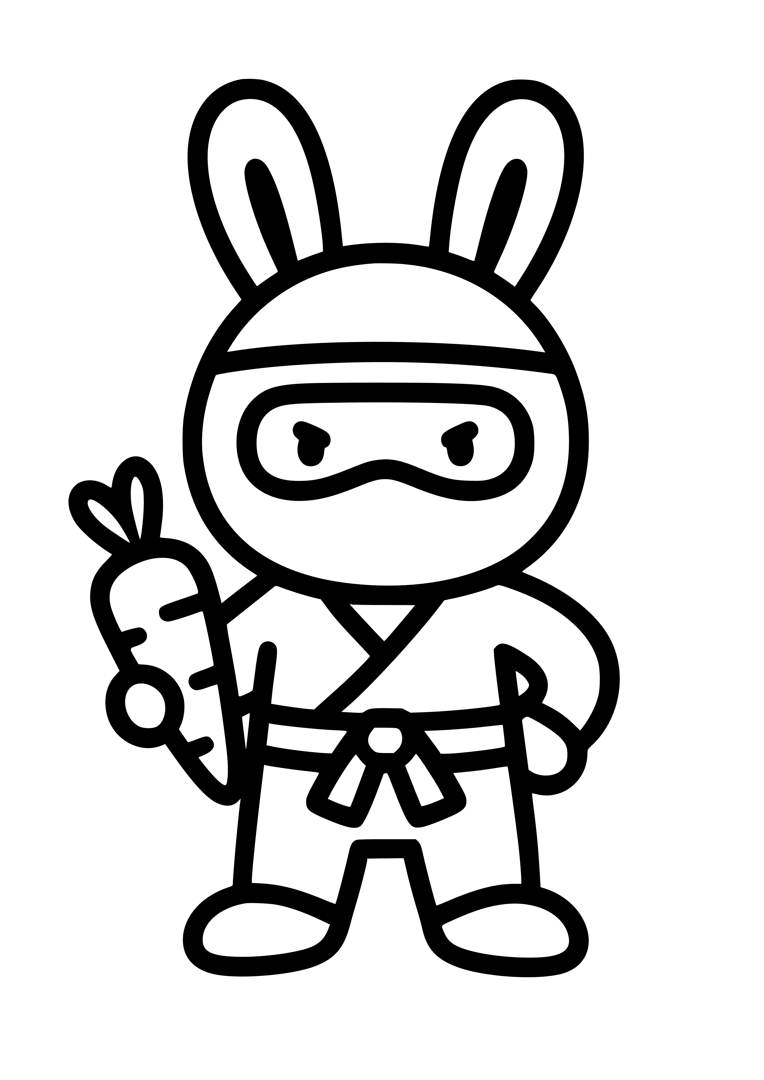 Ninja Rabbit with a Carrot Coloring Page